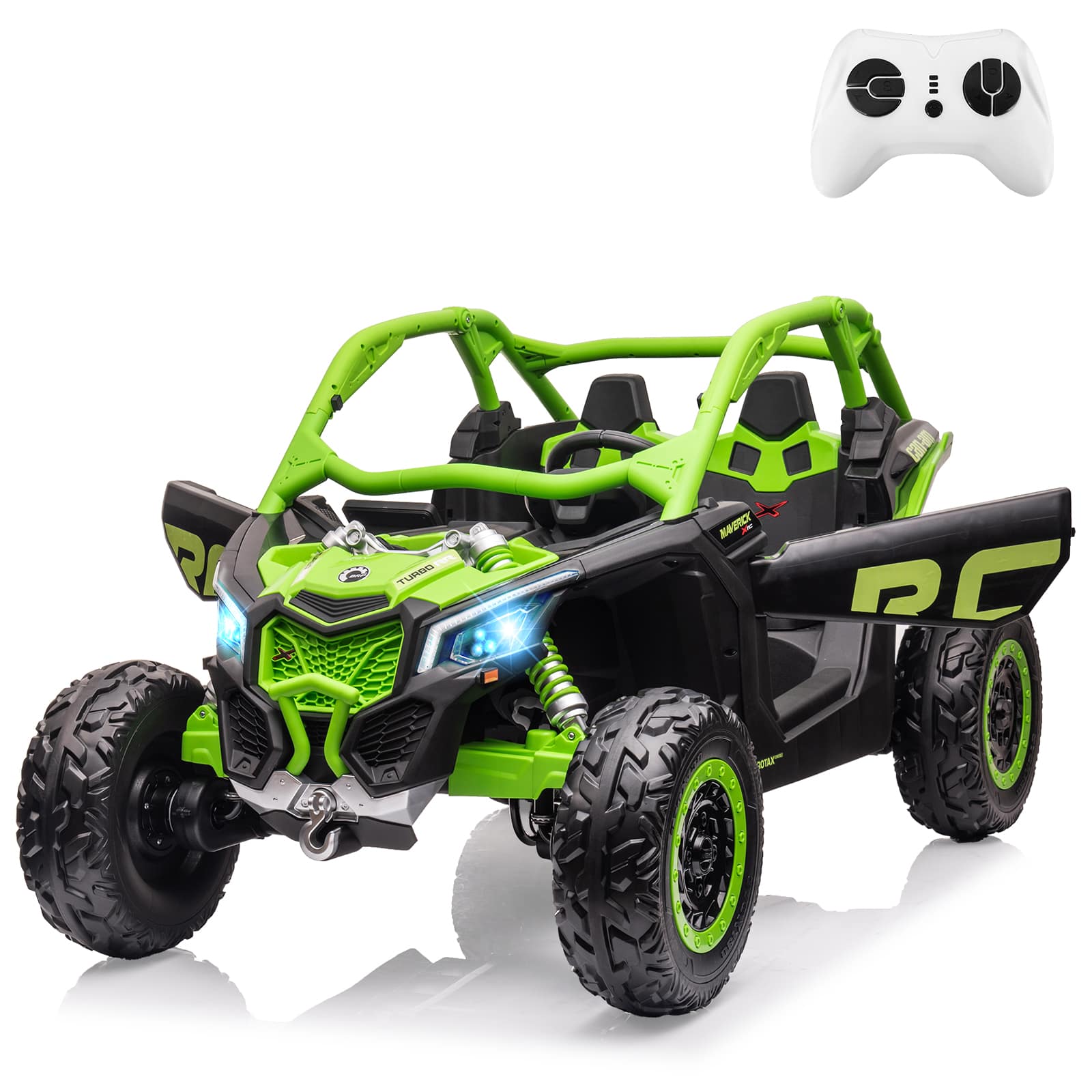 Qeetex SUN-PTO-0YV2UX9F CAN-AM Licensed 2-Seater Electric Ride-On UTV for Kids Green
