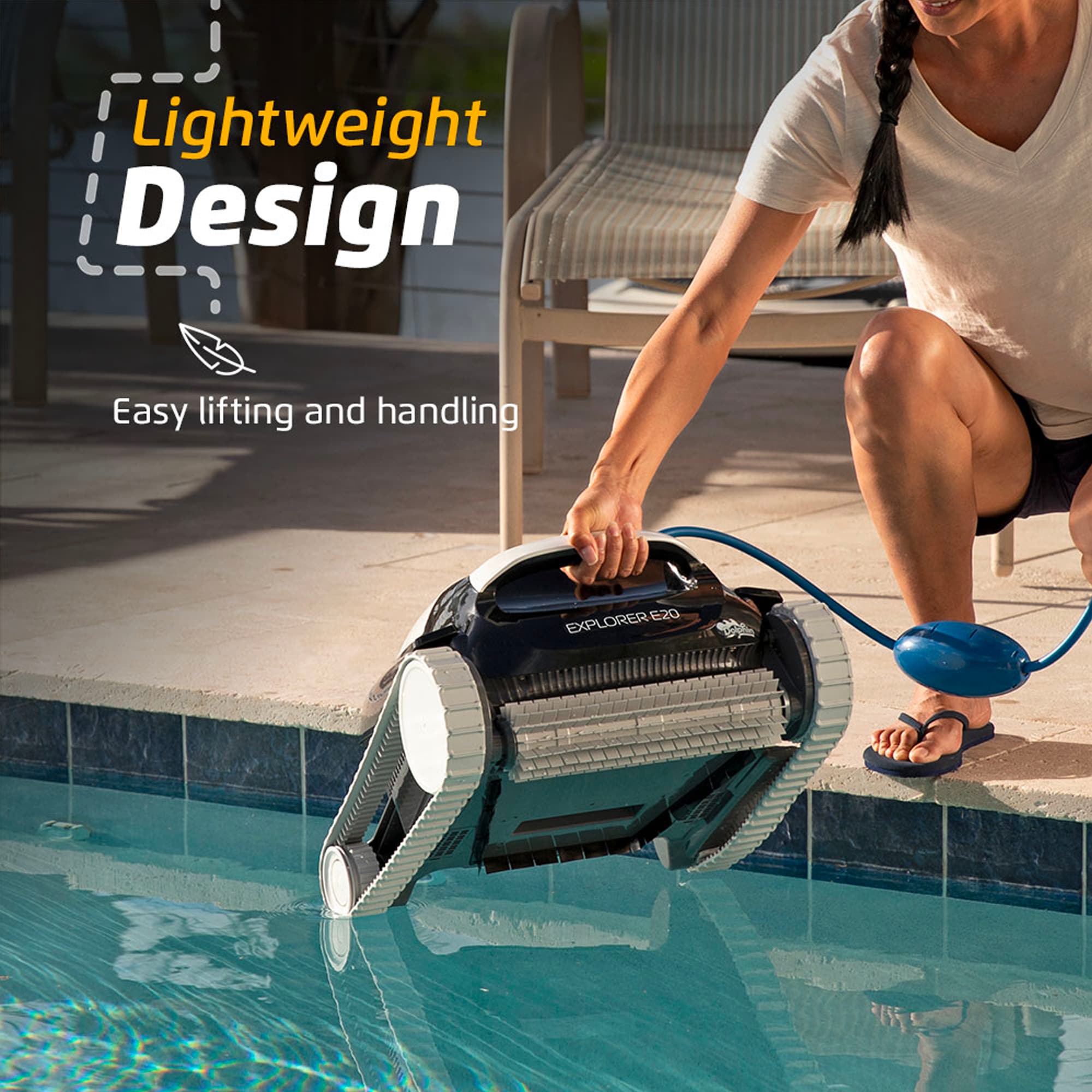 Dolphin Explorer E20 Robotic Pool Cleaner with Universal Caddy and