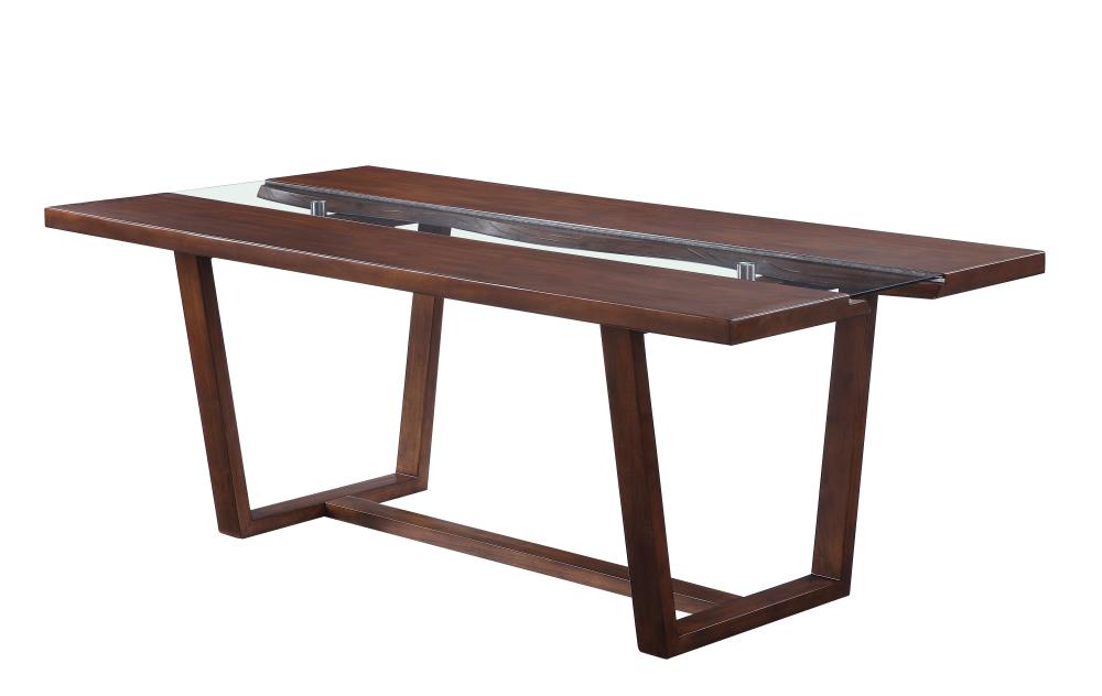 ACME FURNITURE 72295 Benoit (Bernice) Brown Transitional Dining Table, Wood with Wood Trestle Base 80-in L x 30-in H