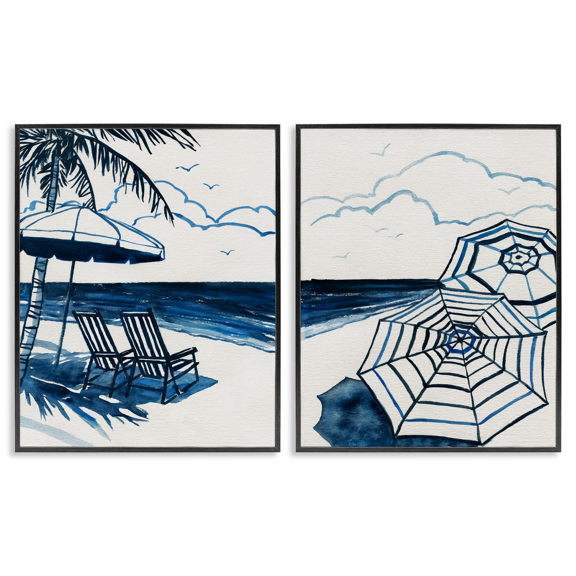 Stupell Industries B2-744-FR-2PC-16X20 Tropical Ocean Views 2 Piece Black Framed Giclee Art Set By Carol Robinson 16 x 20
