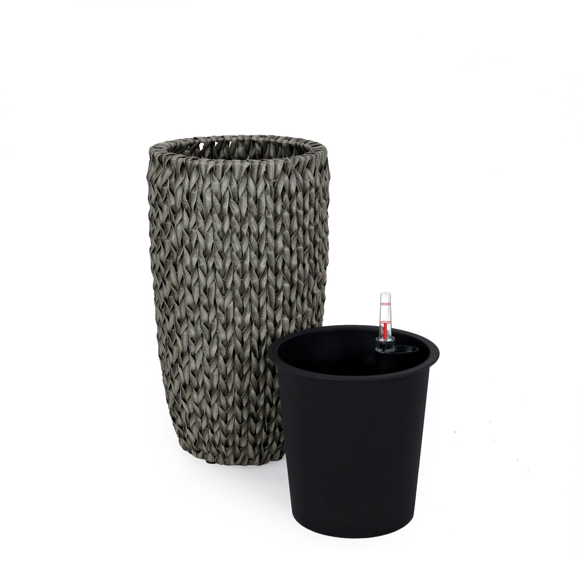 Siavonce XH44655 11.0-in W x 20-in H x 11-in D Gray Metal Indoor/Outdoor with Self Watering Planter