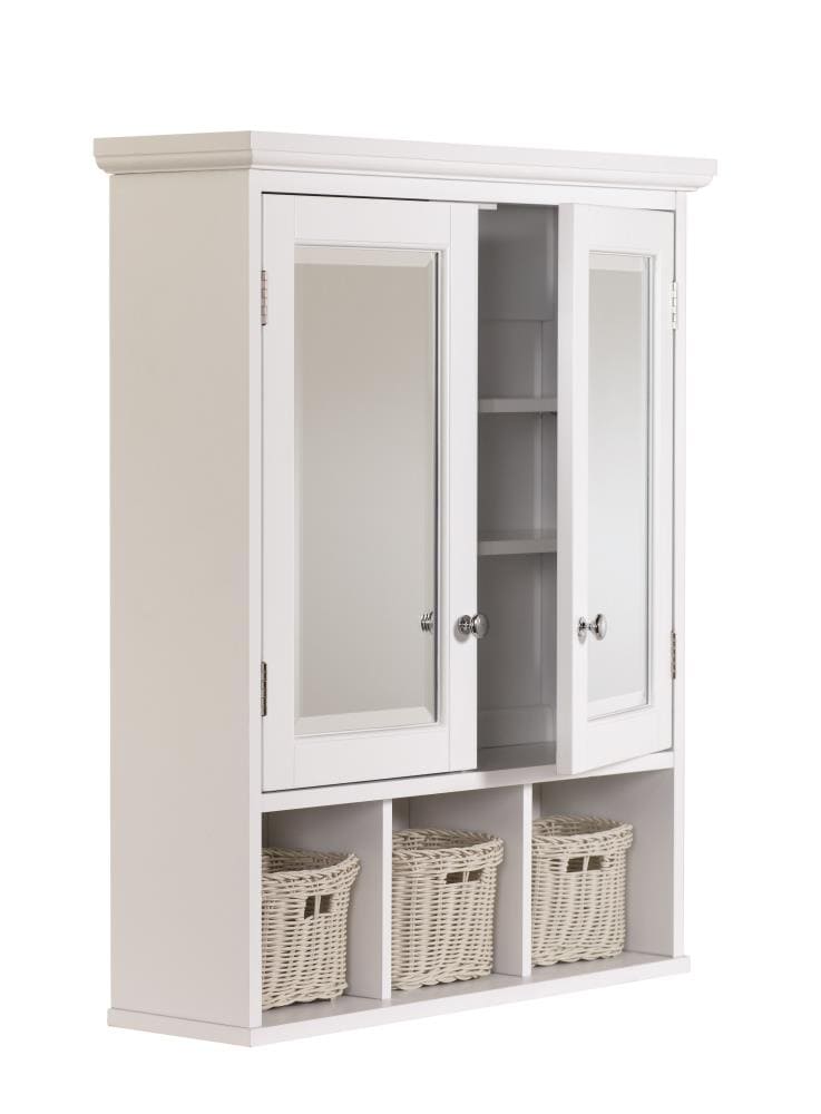 24.75 in. W x 30.25 in. H White Rectangular Wood Medicine Cabinet