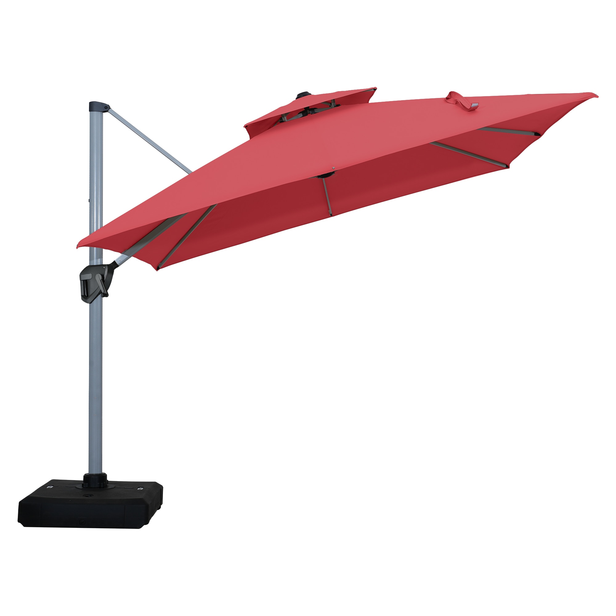 11-ft Aluminum Square Red Cantilever Patio Umbrella with Base | - CASAINC WF-HW63759RE-LA