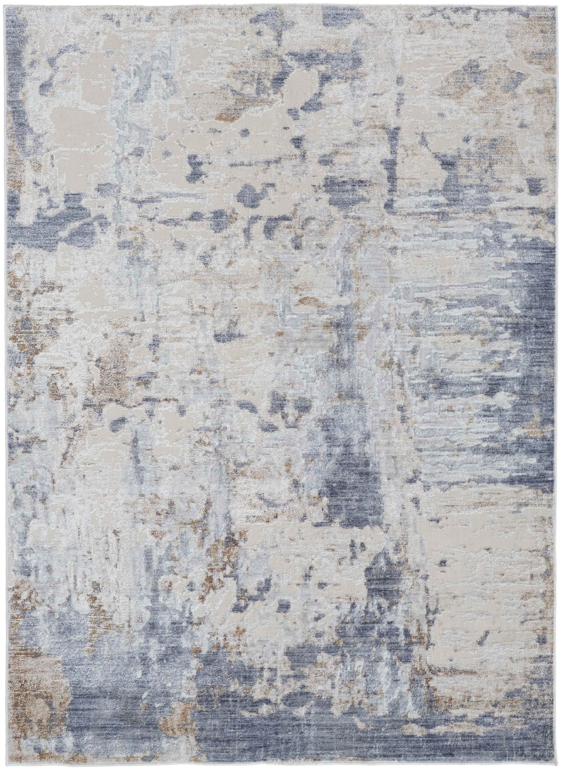 Room Envy LAIR39GHBLUIVYB00 3 x 5 (ft) Loomed Polyester Ivory/Gray/Blue Rectangular Indoor Abstract Area rug