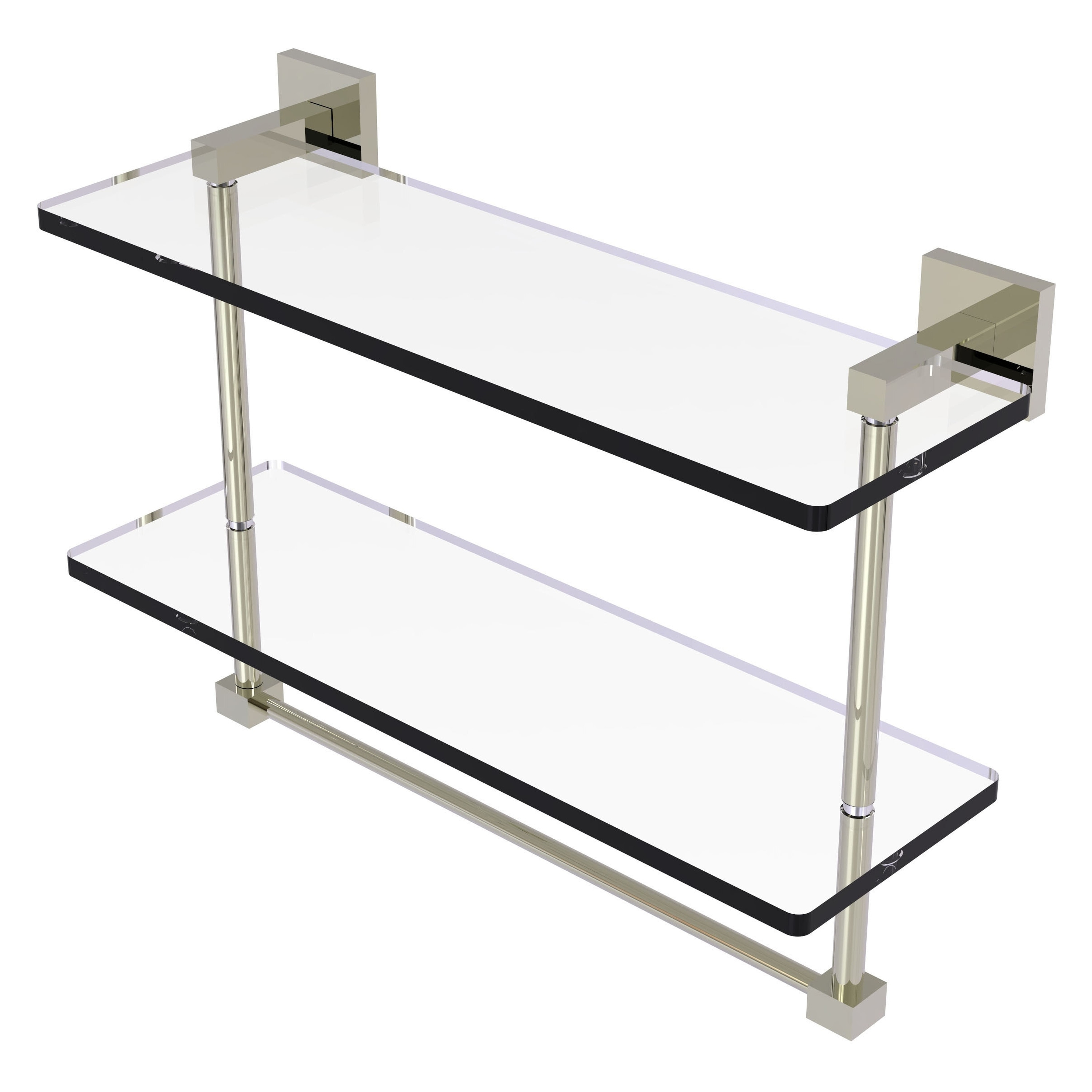 Allied Brass MT-2-16TB-PNI Montero Polished Nickel 2 -Tier Wall mount Bathroom Shelf ( 16-in x 11.7-in x 5-in )