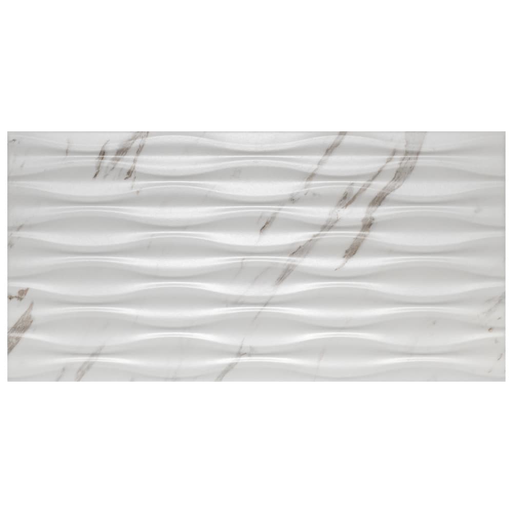 Affinity Tile WCD13CEW Eterno Wave Carrara 13-in x 25-in Satin Porcelain Patterned Tile (11.55-sq. ft/ Carton)
