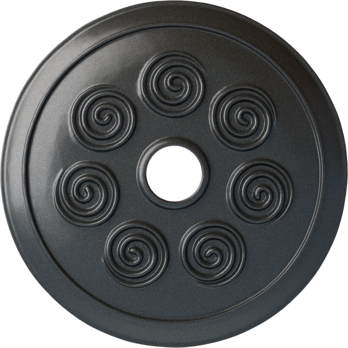 Ekena Millwork CM25SPPES Spiral 25.25-in W x 25.25-in L Painted Pewter Polyurethane Whole Ceiling Medallion