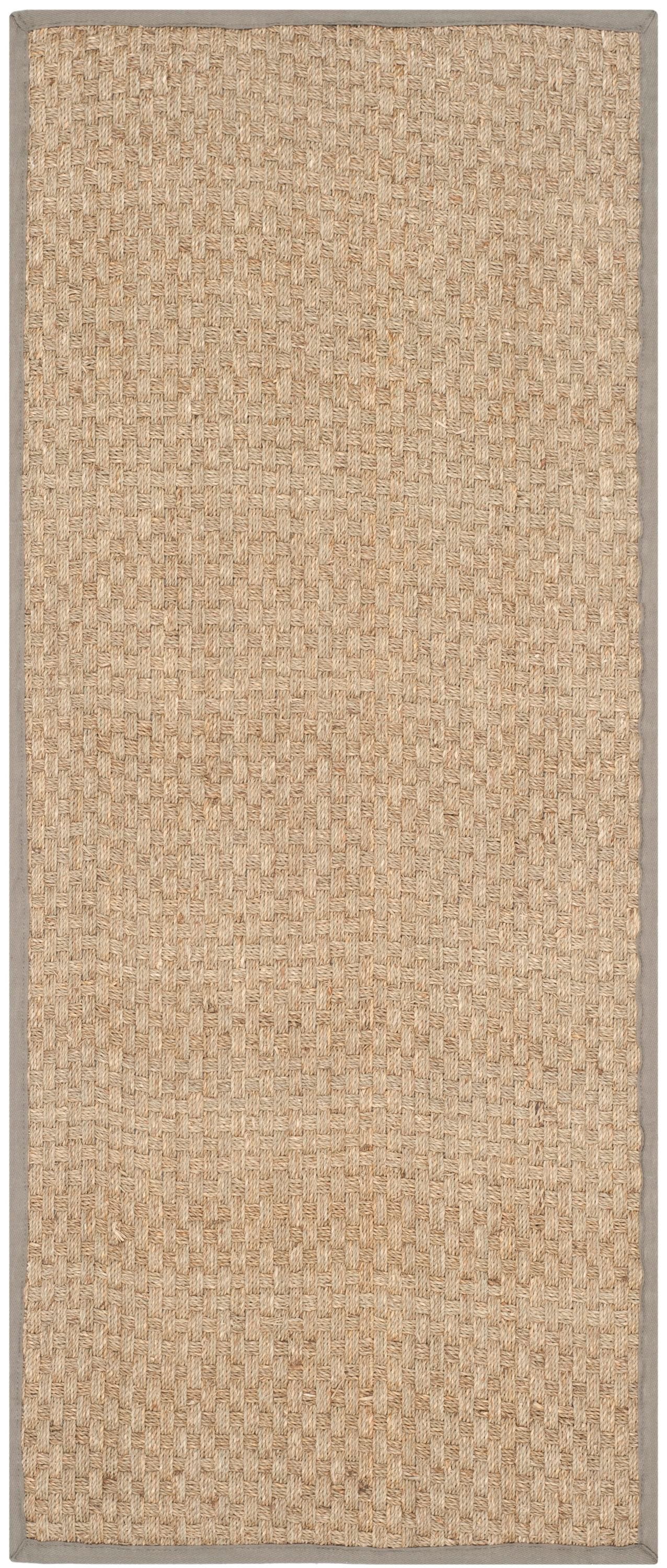 Safavieh NF114P-26 Natural Fiber Hampton 3 x 6 (ft) Loomed Seagrass Natural/Gray Rectangular Indoor Solid Coastal Runner rug