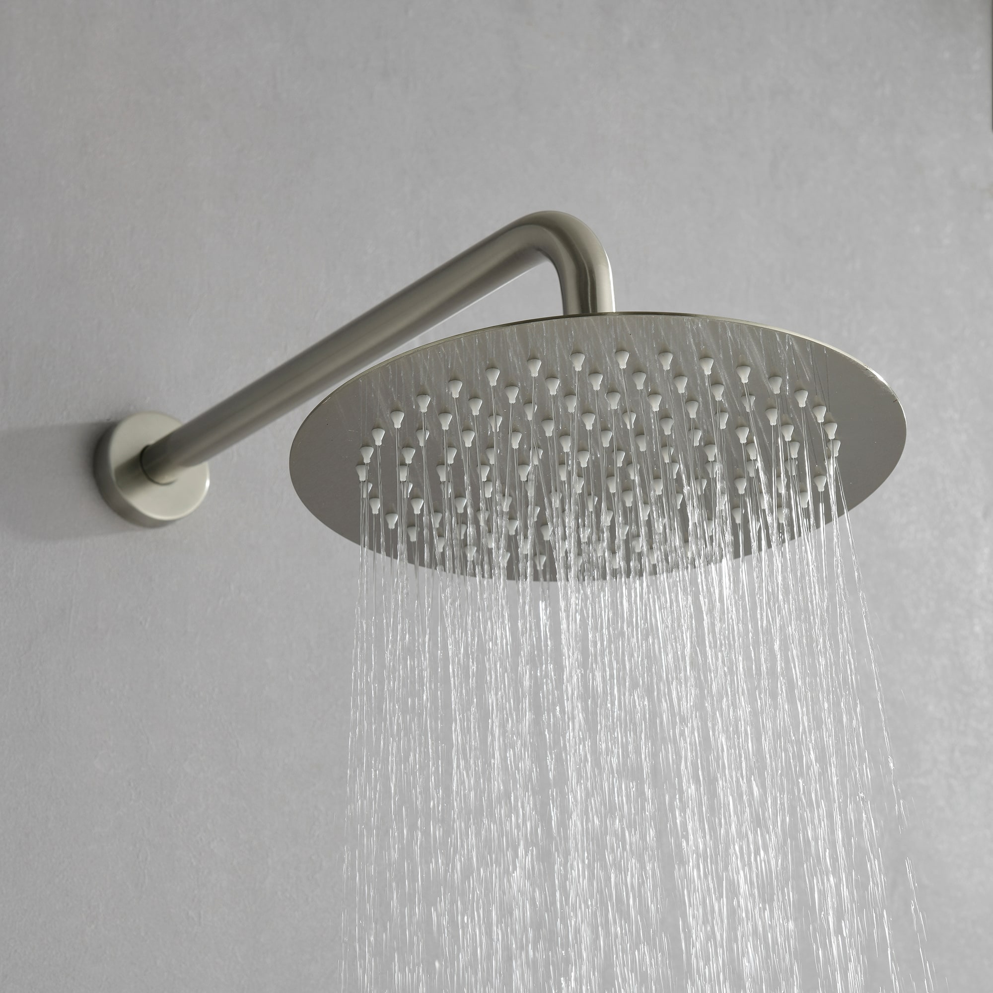 WELLFOR Brushed Nickel 10-in Waterfall Dual Head Built-In Shower Faucet ...