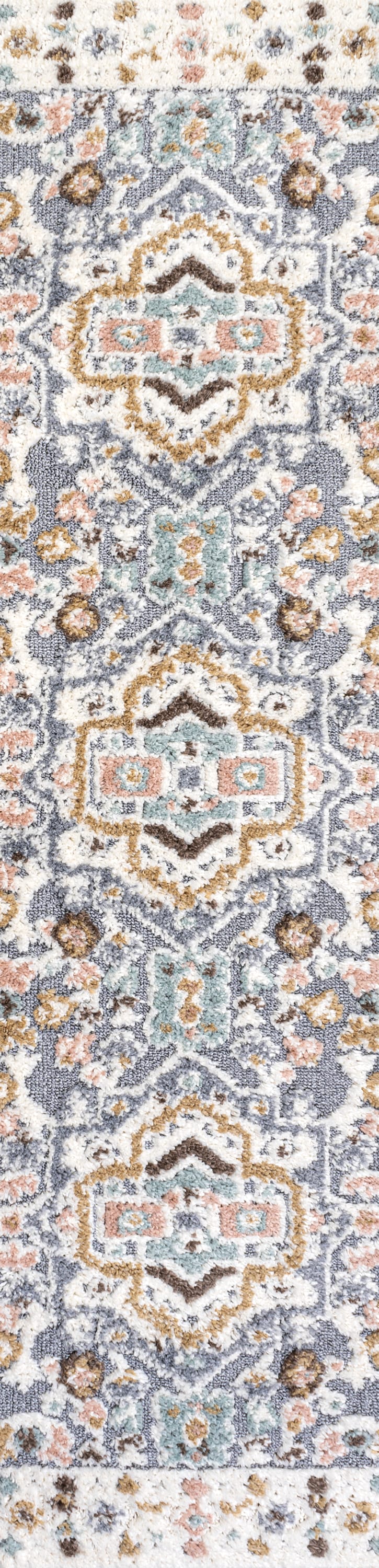 Aziza Multi-Color Synthetic Medallion Runner Rug, 2'-2" X 8'