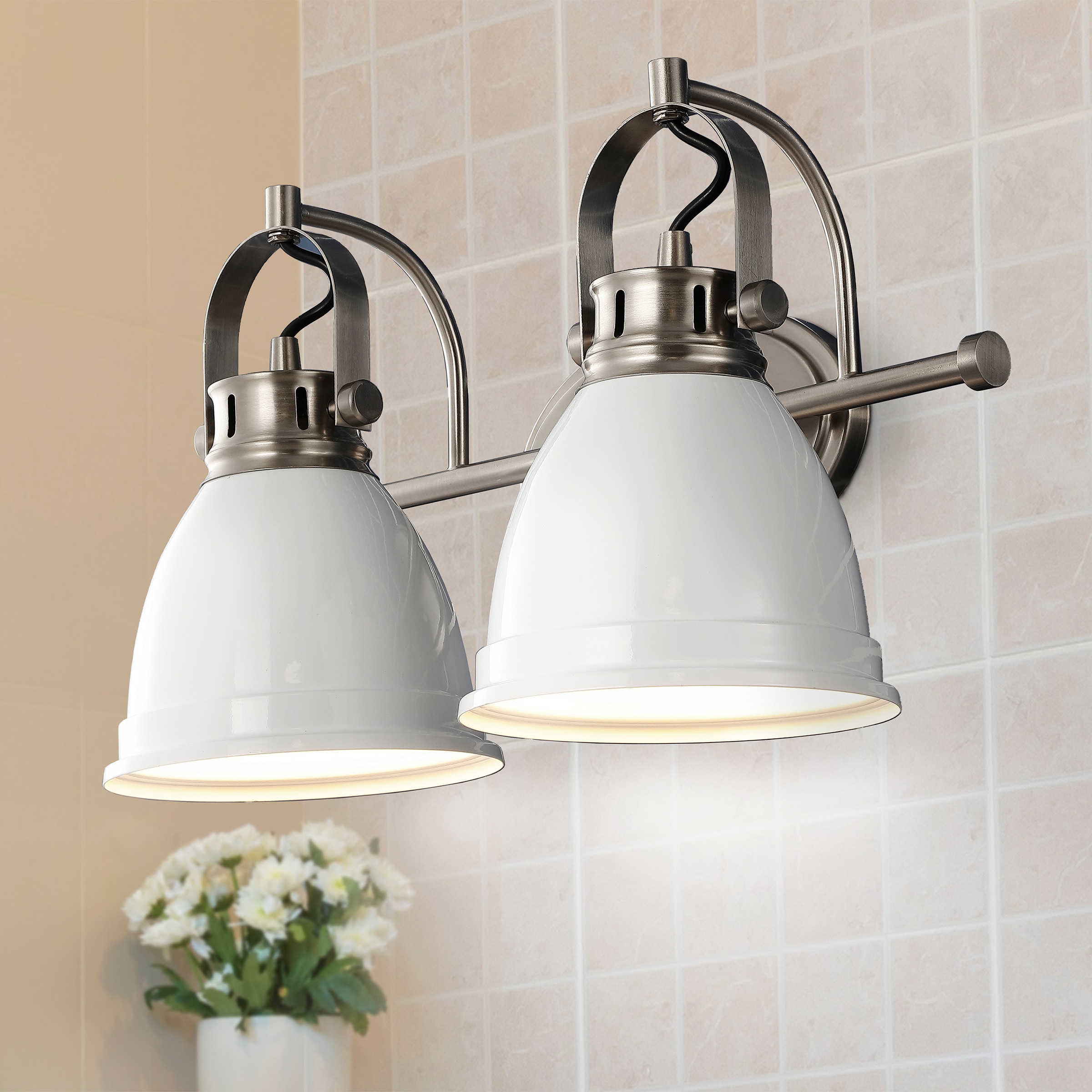 JONATHAN  Y JYL1115B Phineas Iron Farmhouse Bohemian 16.25-in 2 -Light Satin White Coastal Vanity light
