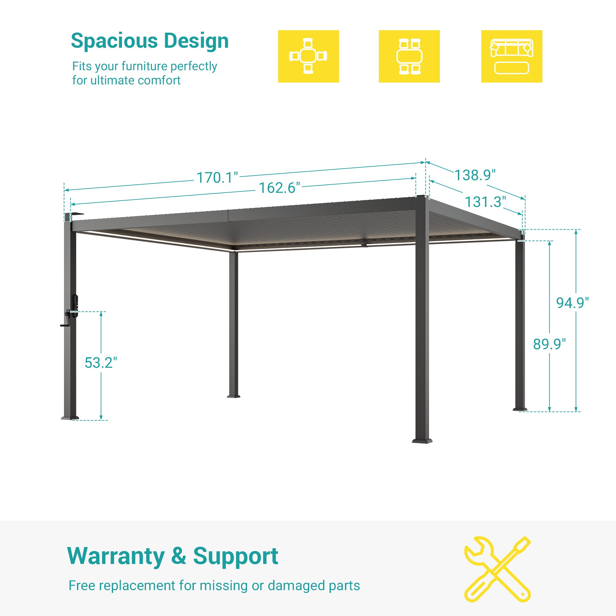 ACEGOSES LW-BP-3660-WT Pergolas-2 - View #2