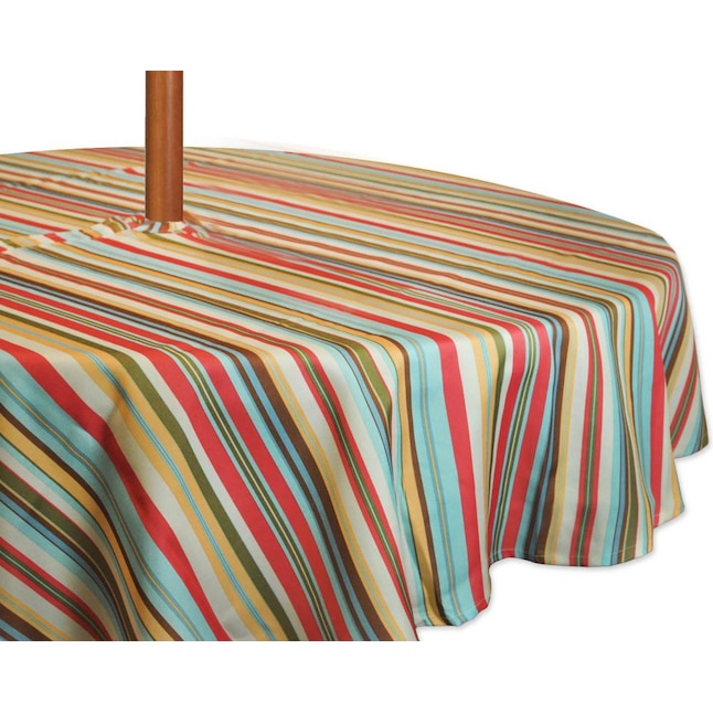 Dii Outdoor Tablecloth Summer Stripe, 60 Round Outdoor Tablecloth