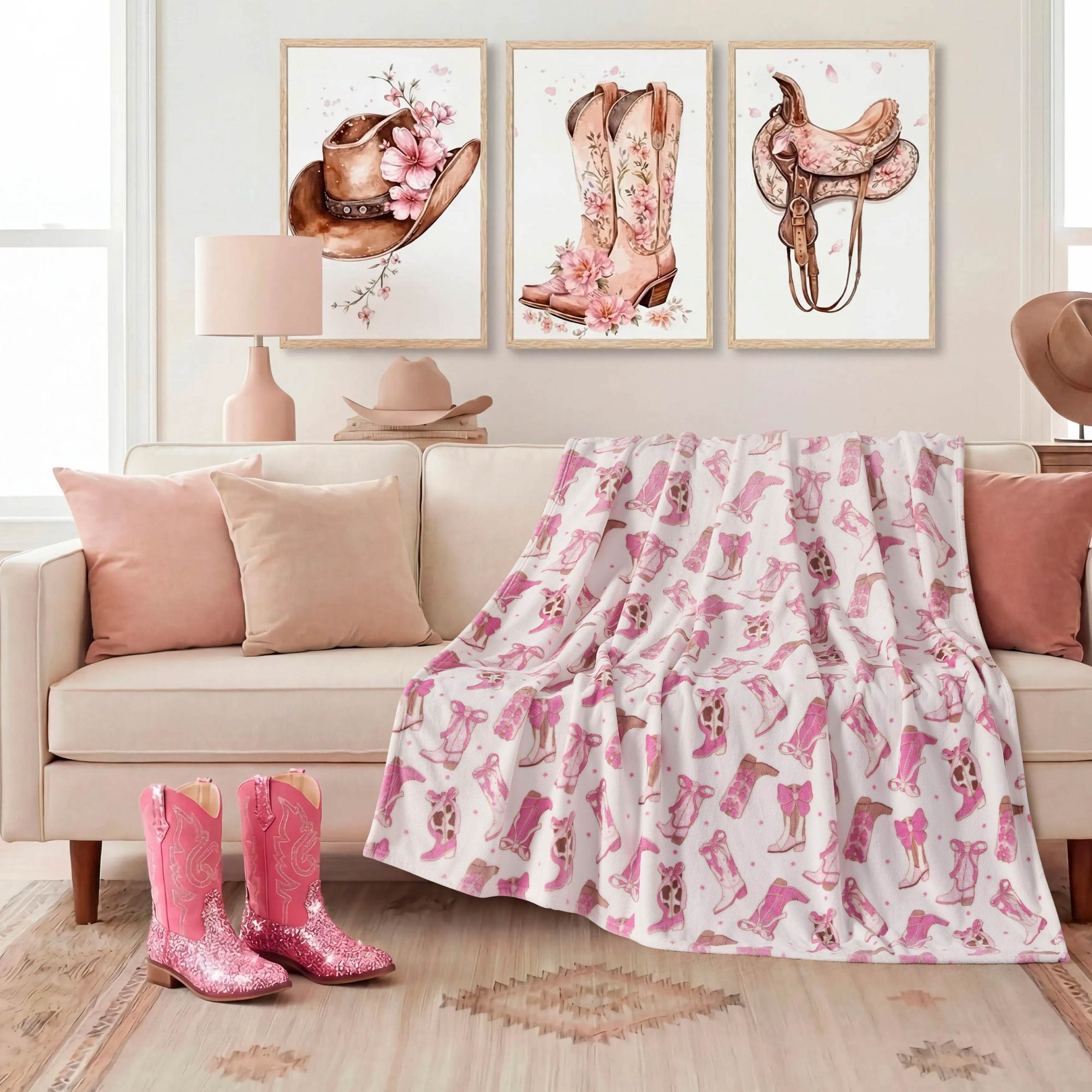 CREATIVE HOME IDEAS  Boots And Bows Oversized Plush 60 x 70 Throw Blanket