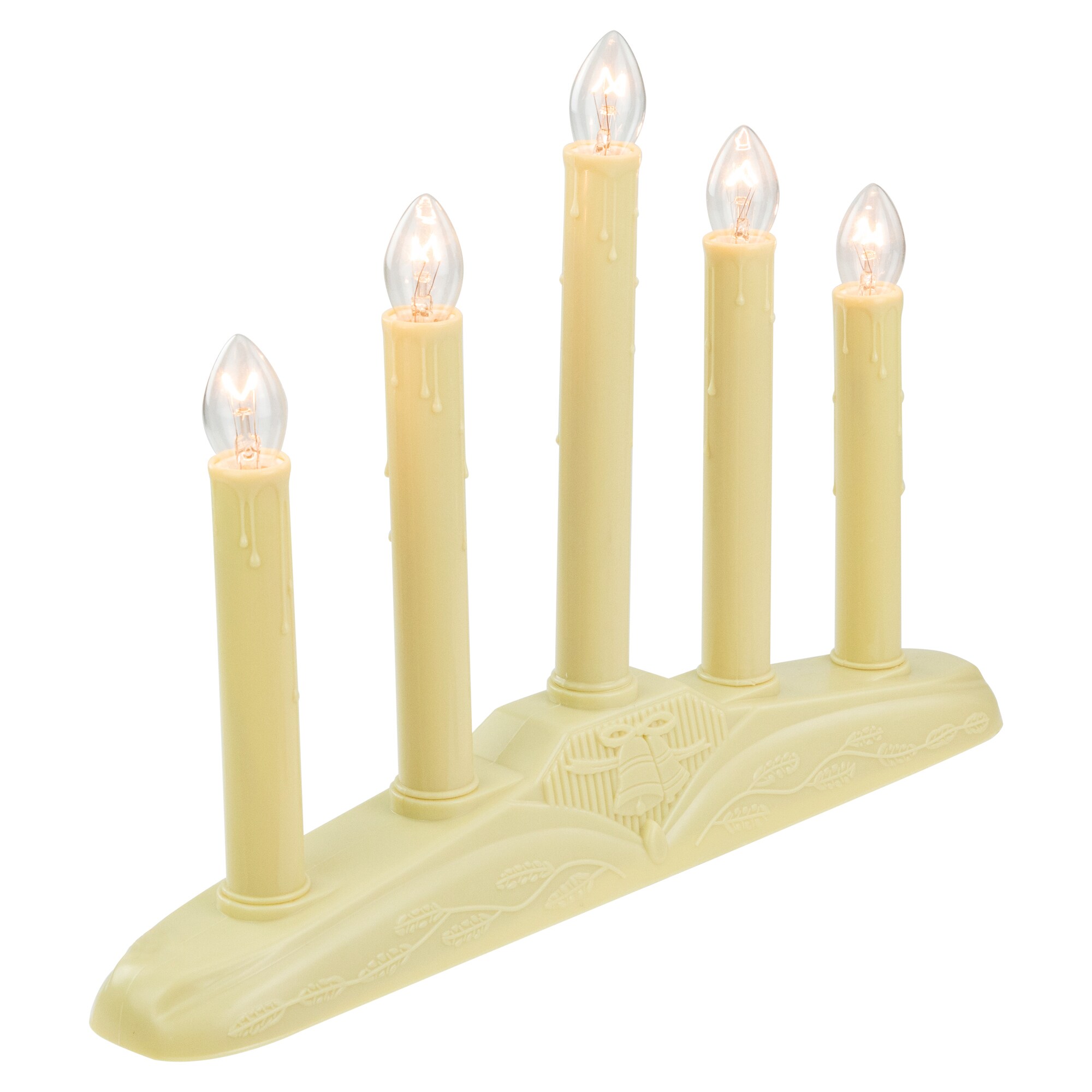 Ivory Winter Flame-Tipped 5-Light Candolier with Holly Accents