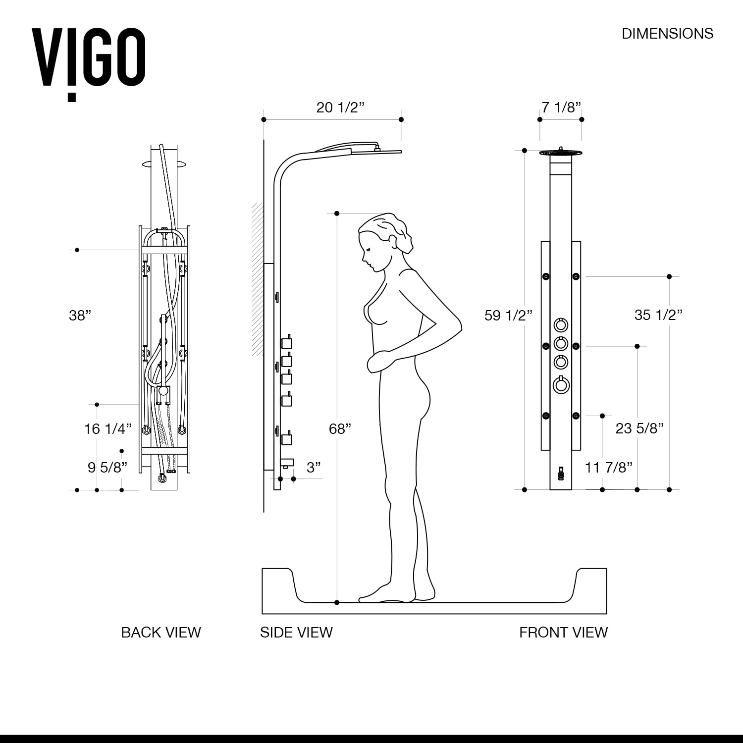 VIGO Mateo Stainless Steel Waterfall Shower Panel System Thermostatic ...