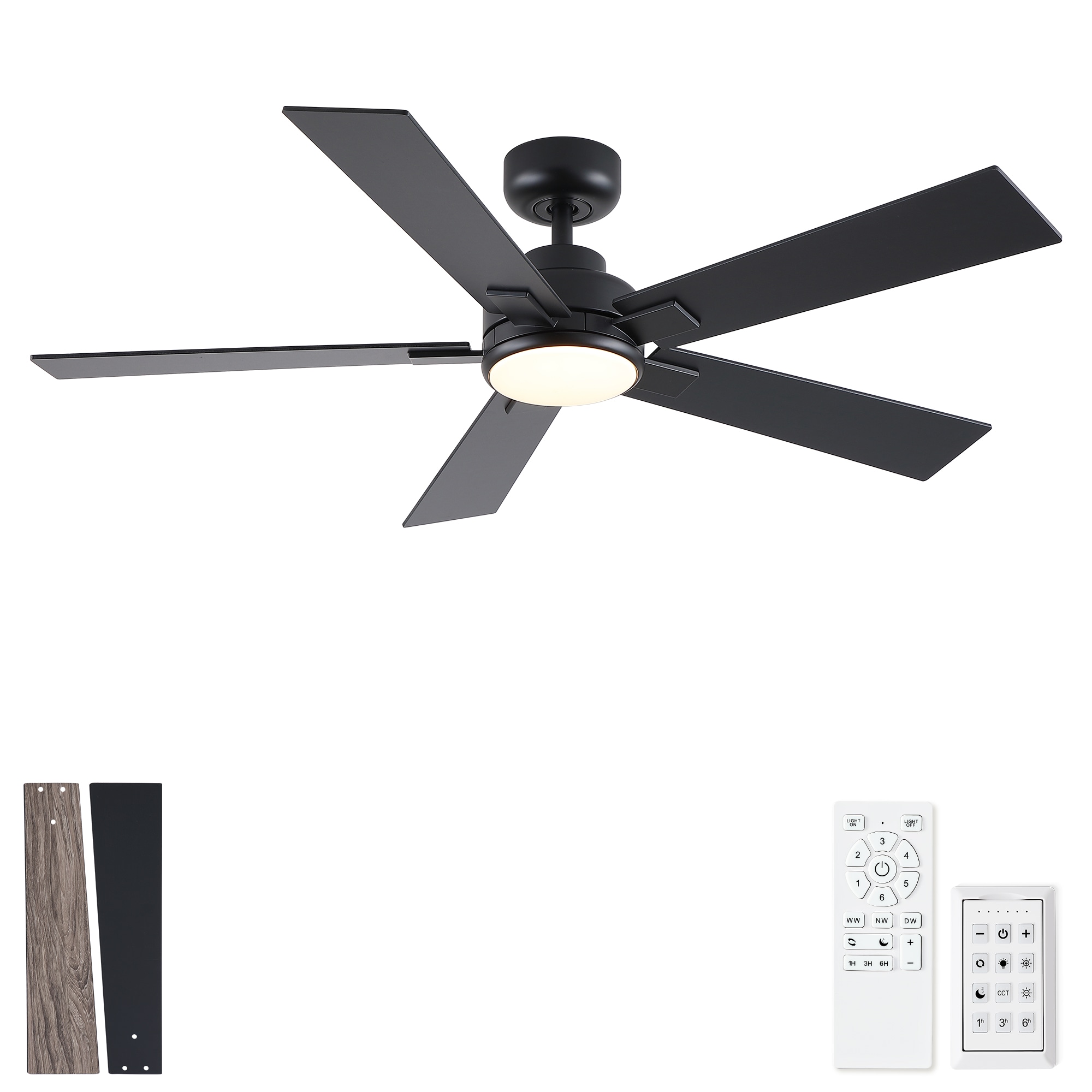 Bybafun 20-in Black with Finished Blades Color-changing Indoor