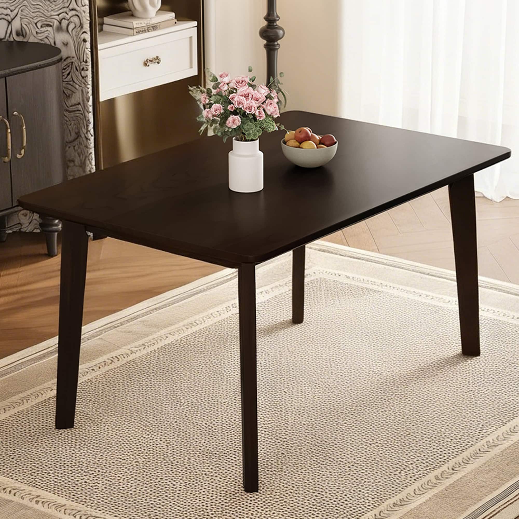 GDFStudio Rustic Farmhouse 47 in Dining Table with Solid Wood Frame and Tapered Legs plus Protective Pad - Espresso