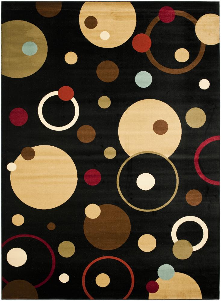 Black Floral Synthetic Reversible Rectangular Area Rug 8' x 11'
