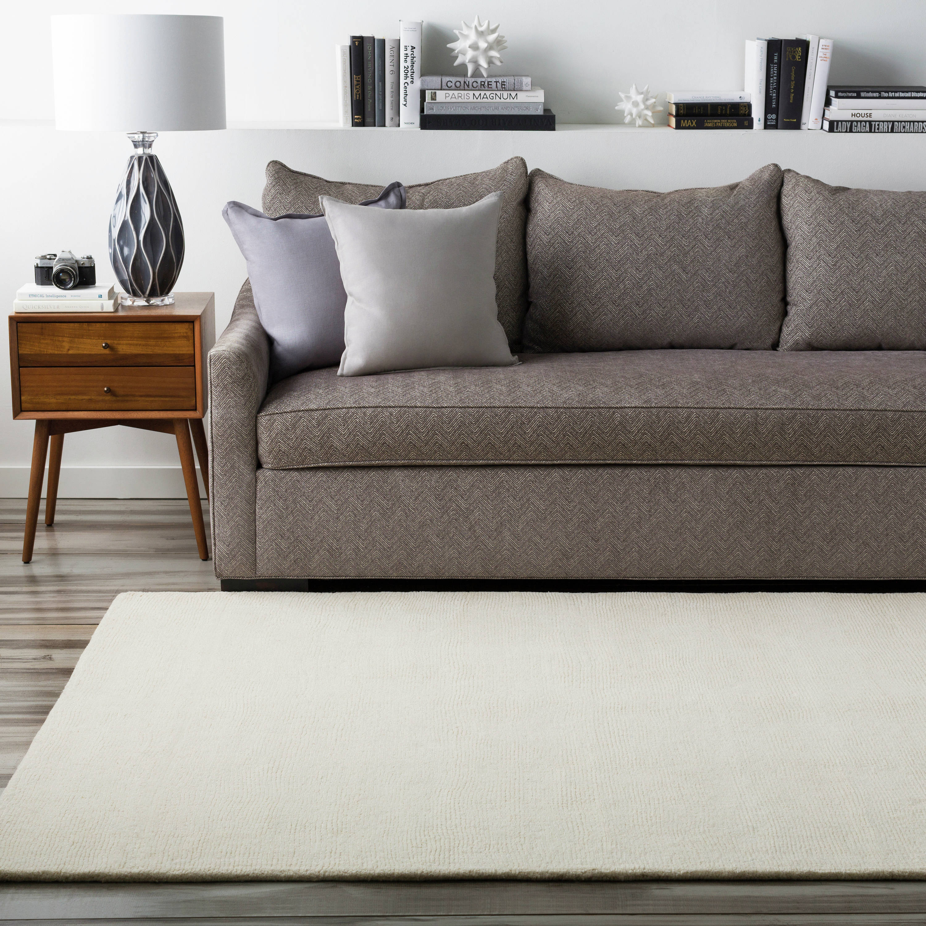 Livabliss M262-7696 Mystique 8 x 10 (ft) Loomed Wool Beige Rectangular Indoor Solid Area rug