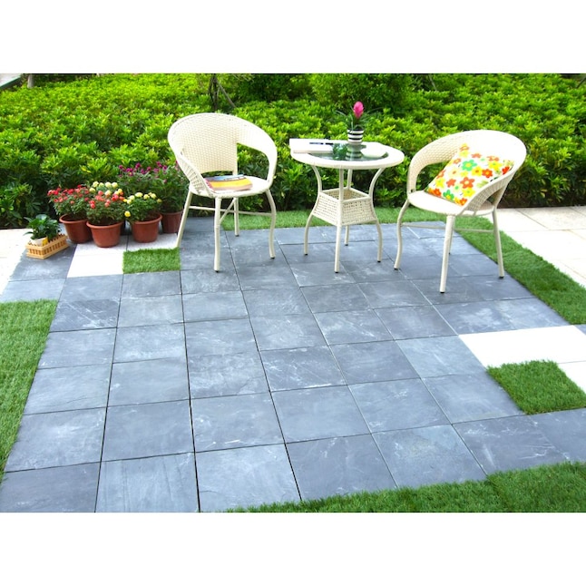 Courtyard Casual 1 In X 11 81 6 Pack Natural Slate Prefinished Polymer Deck Tile The Tiles Department At Com - Blue Patio Slate Tiles