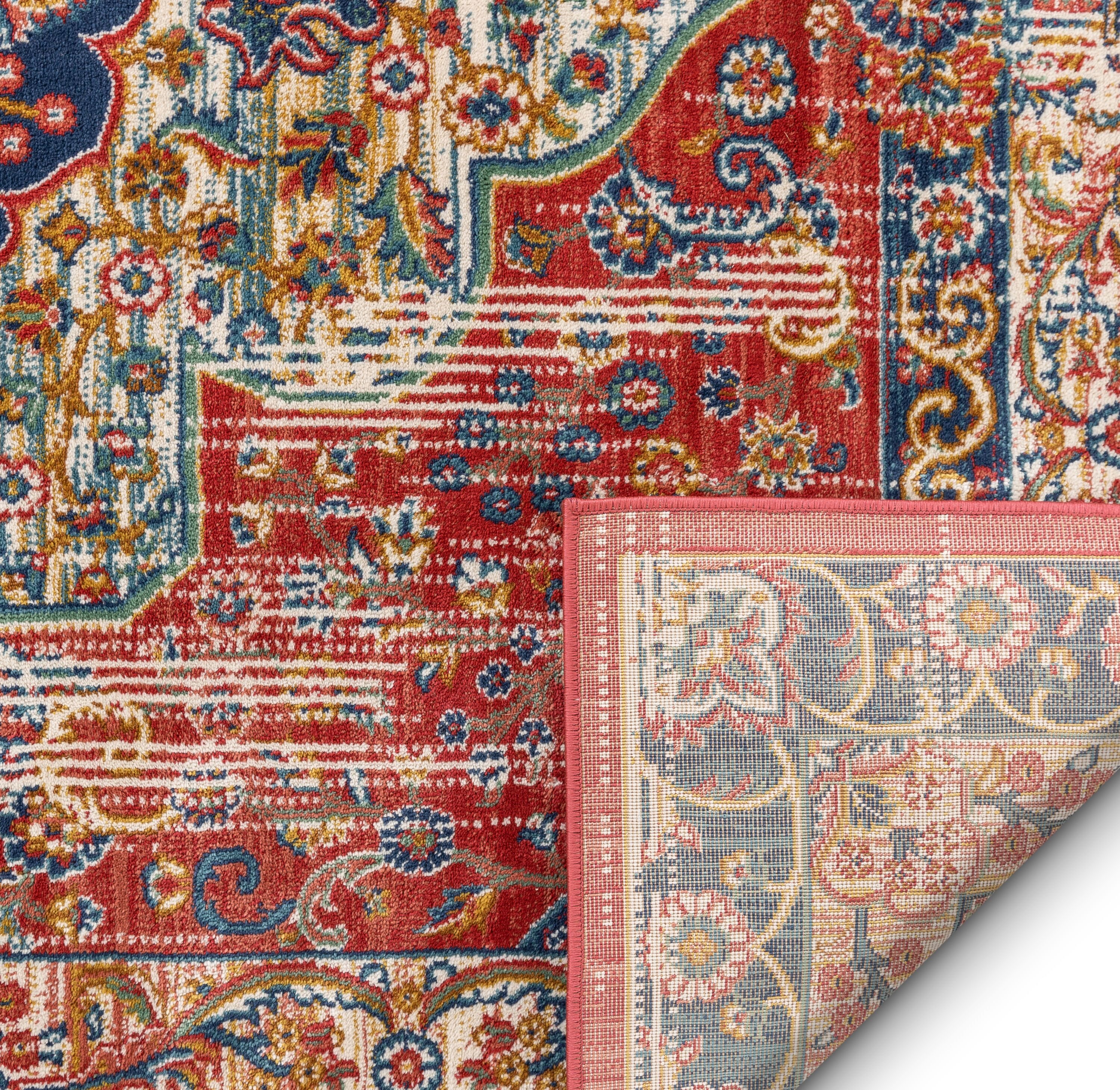 Tulsa Crimson Red Synthetic Rectangular 3'11" x 5'3" Area Rug