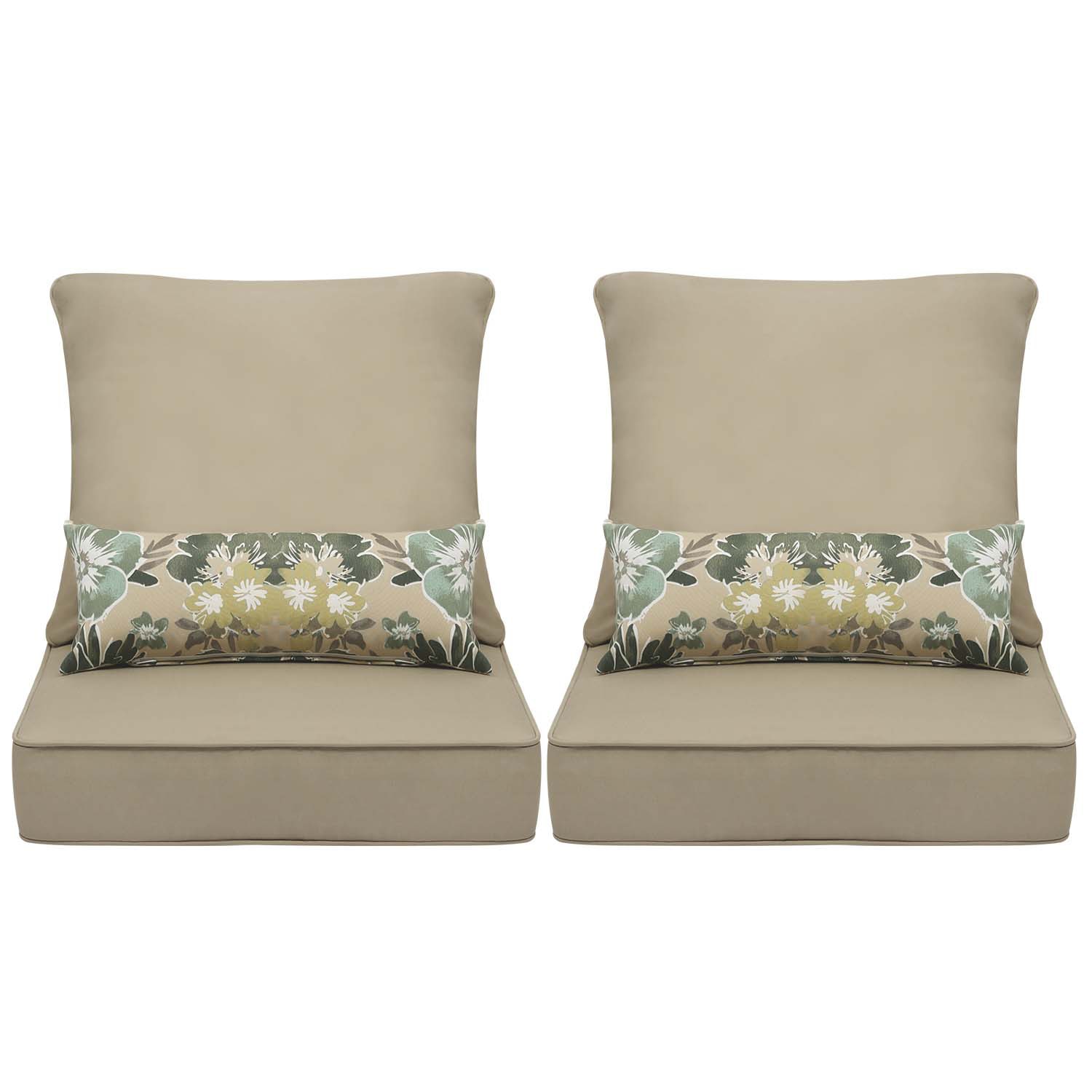 Aoodor A059-PKIKI Patio Chair Cushion Set 24-in x 24-in 6 -Piece Khaki Deep seat patio chair cushion
