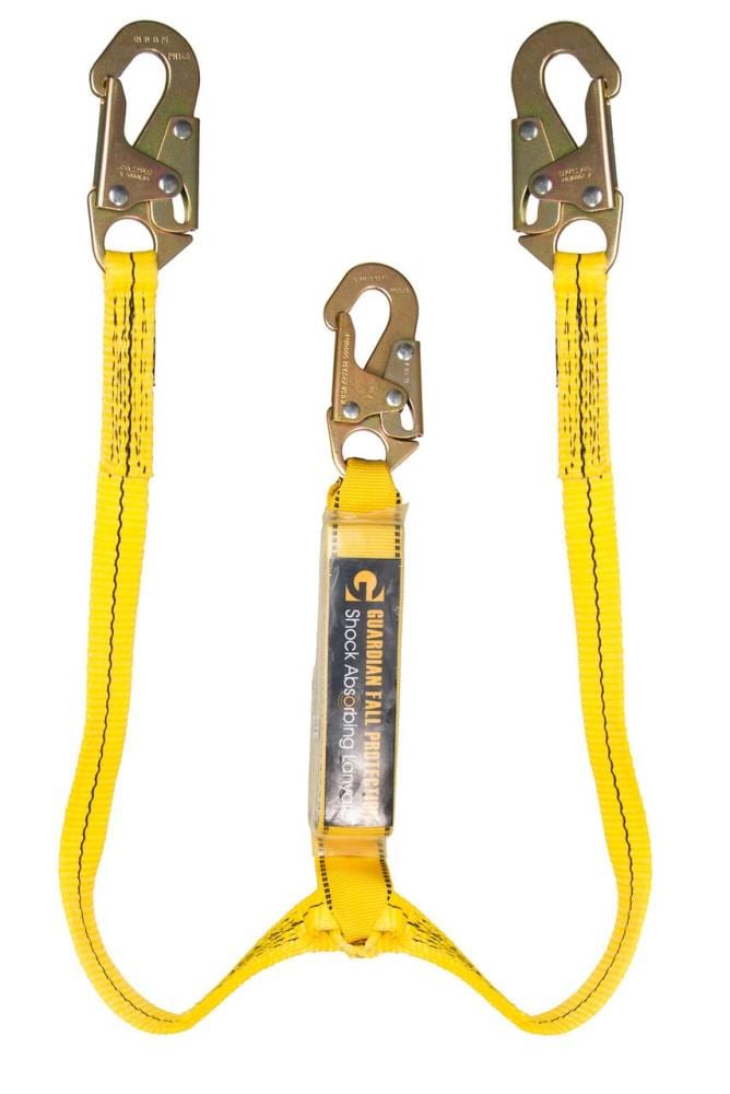 Guardian Fall Protection Steel Snap Hook Lanyard, 1-in Nylon Web, Clear  Shock Pack, 3,600 lb Gate, Yellow, Large in the Safety Accessories  department at