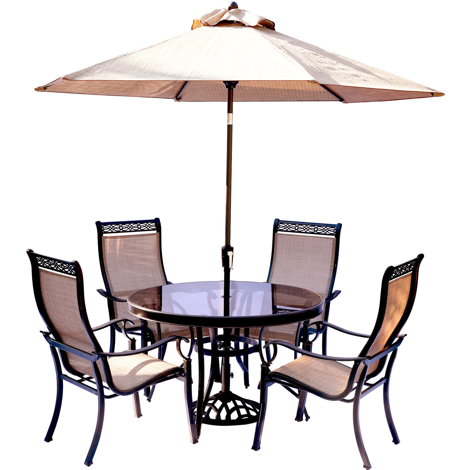 Hanover MONDN5PCG-SU Monaco 5-Piece Bronze Patio Dining Set with Tan