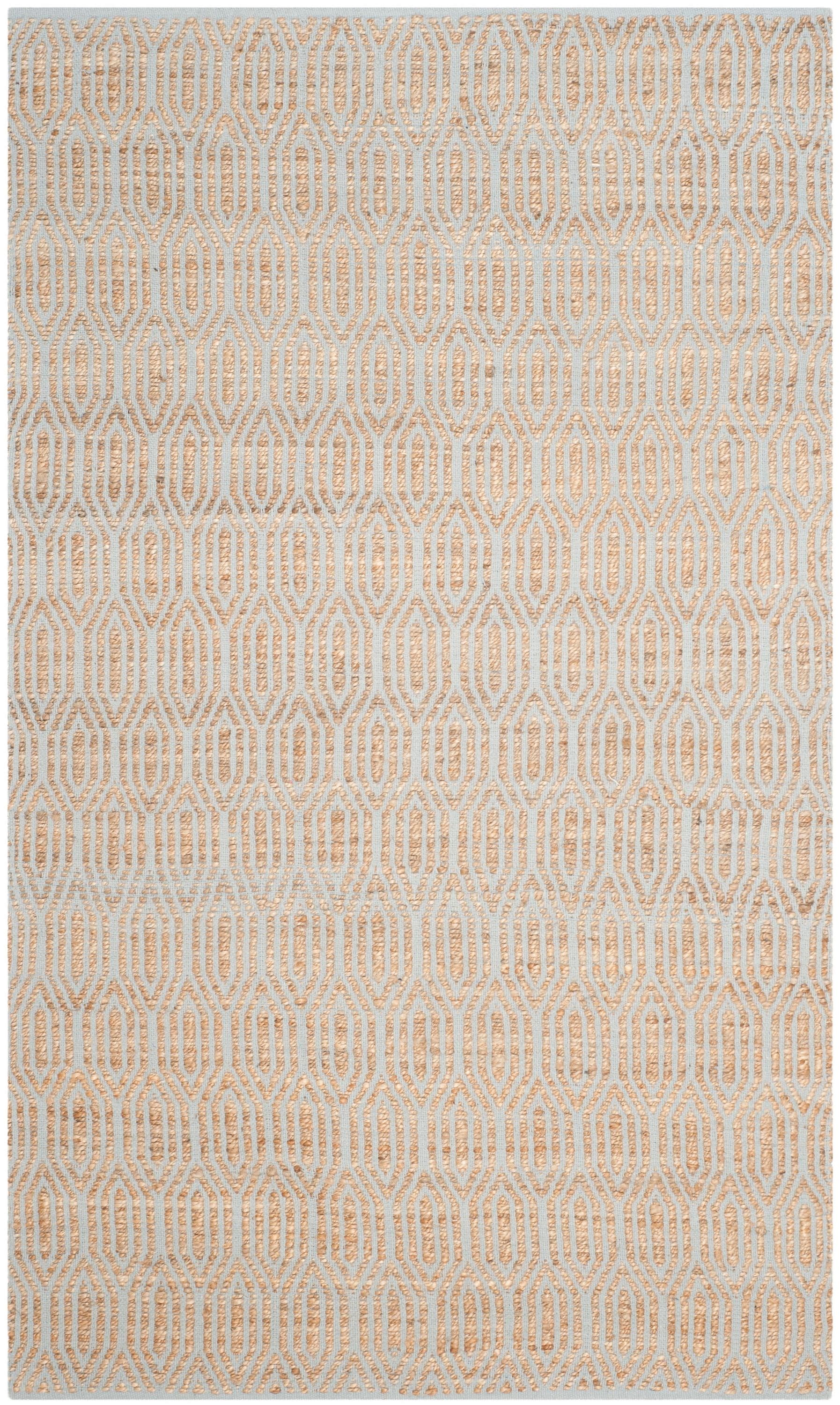 Silver and Natural Braided Cotton Rectangular Rug, 5' x 8'