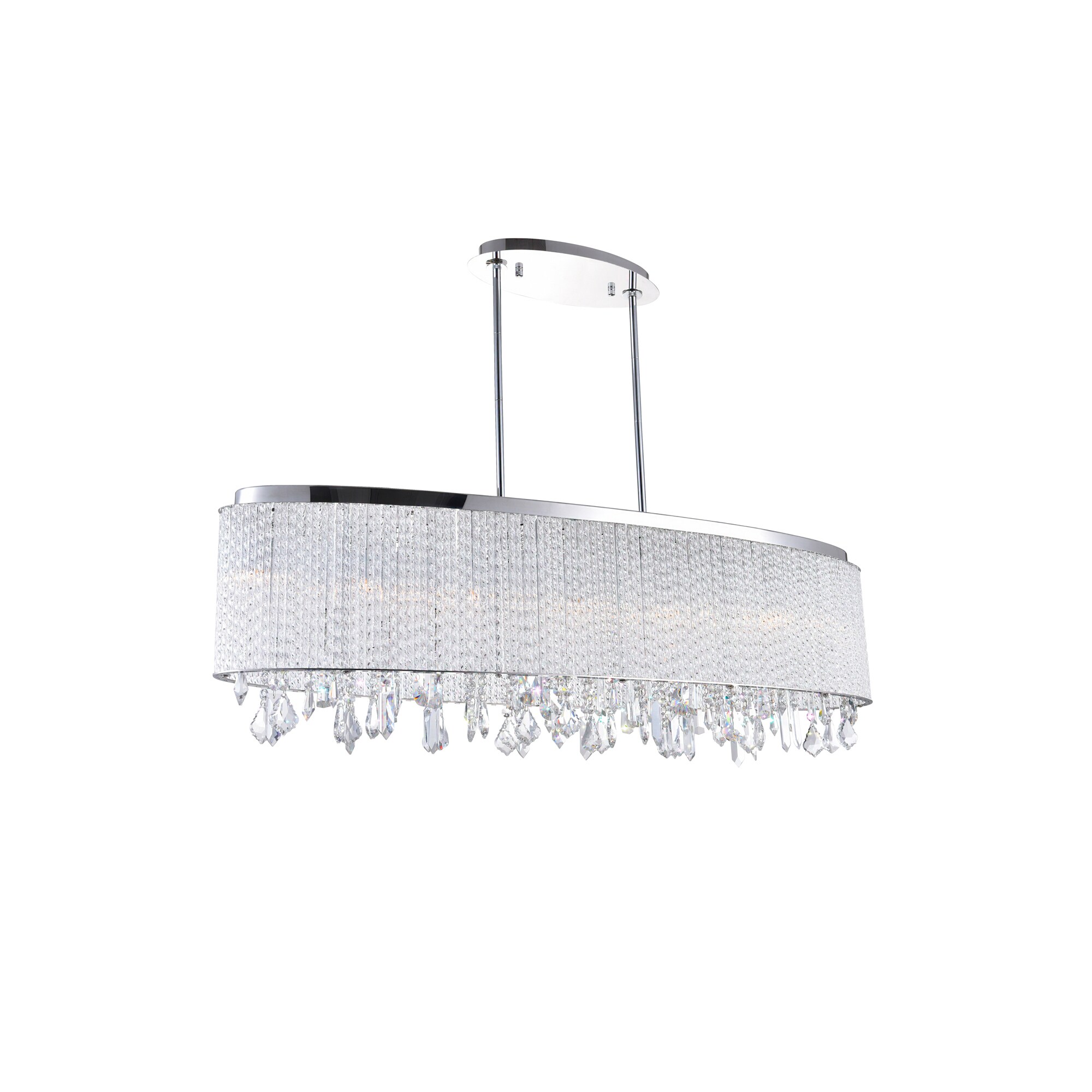 Benson Chrome Finish 7-Light Oval Drum Chandelier with Crystal Accents