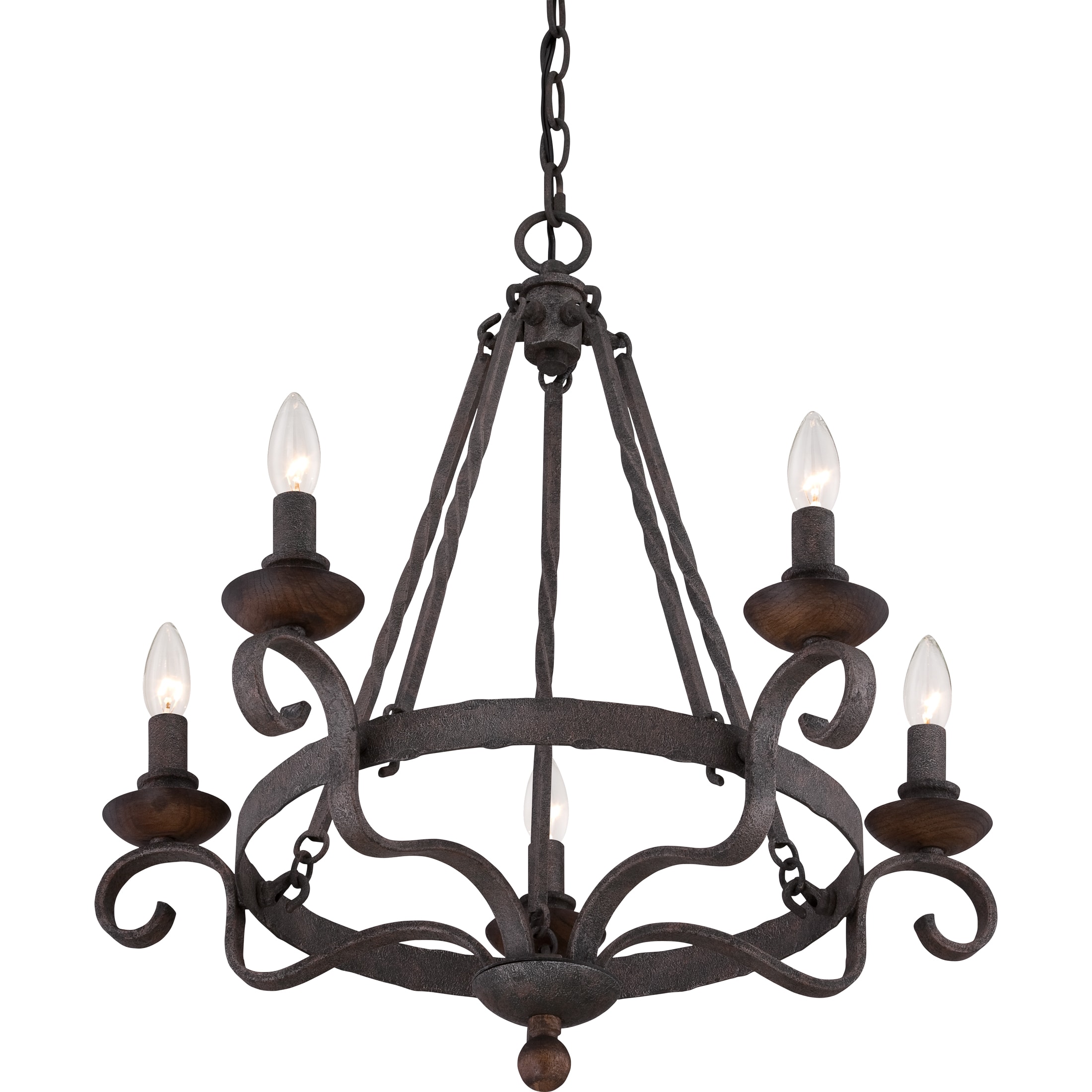 Quoizel Noble 5-Light Brown Traditional Damp Rated Chandelier at Lowes.com