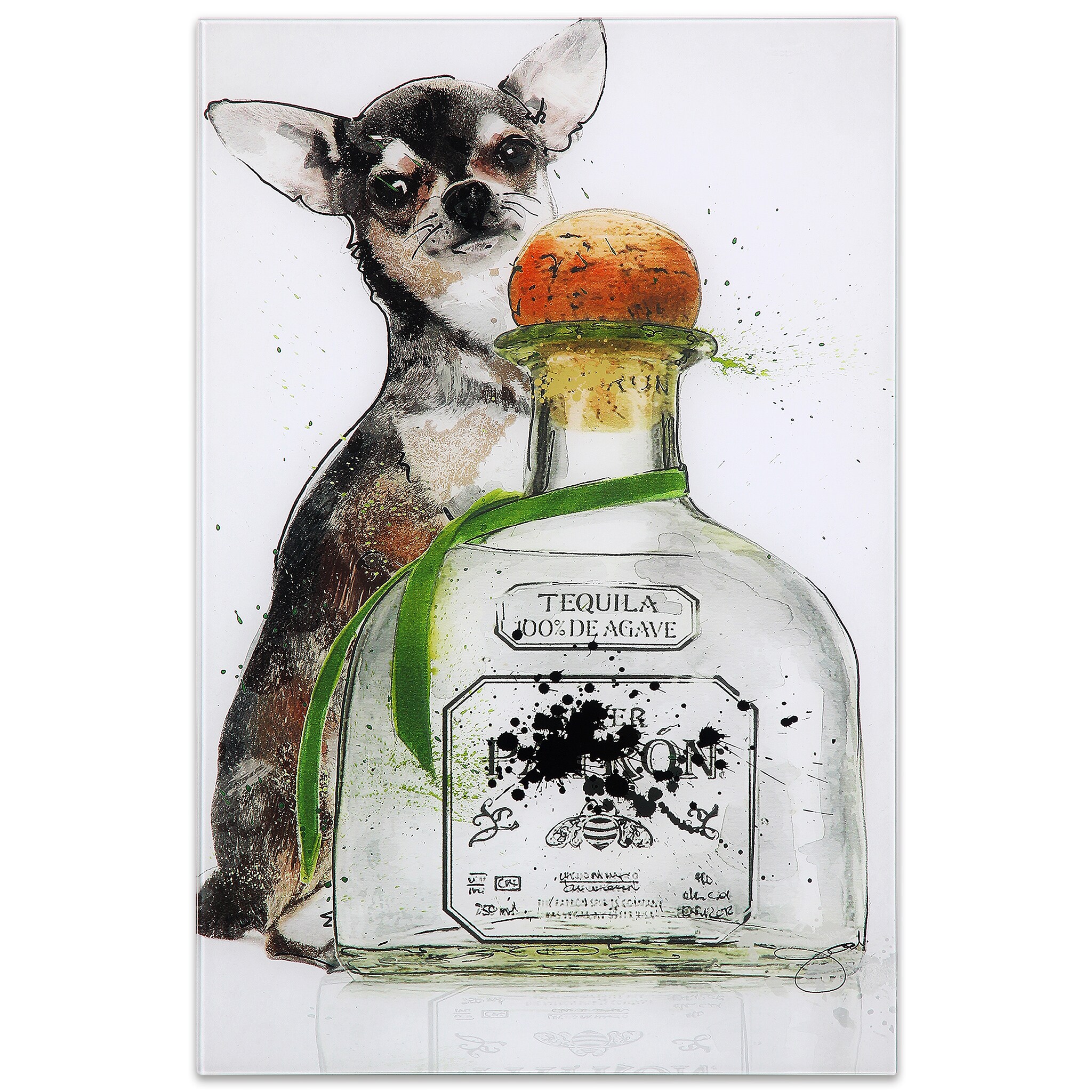 Empire Art Direct TMP-JP424-1624 Wall Art 24 x 16 Viva Mexico Dog Frameless Free Floating Tempered Glass Panel Graphic Wall Art Jodi P 24-Inches H x 16-Inches W Animals Glass Print