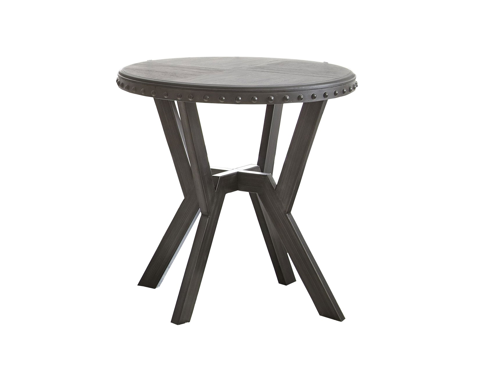 Contemporary 24" Gray Wood & Metal Round End Table
