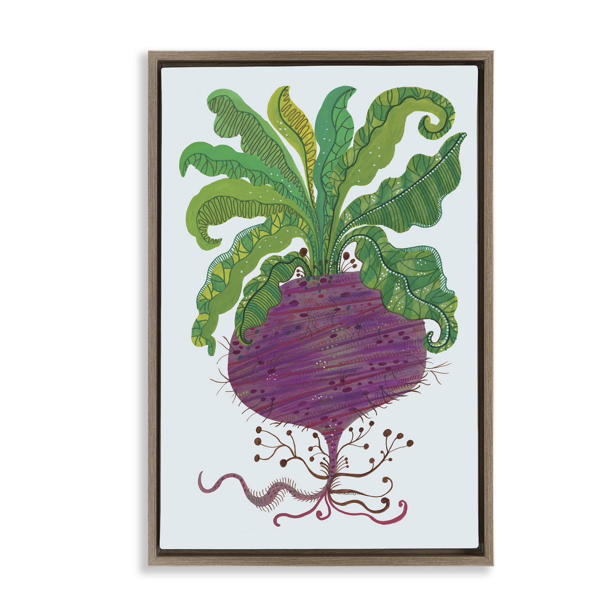 Stupell Industries BS-588-FFE-16X24 Stylized Beetroot Vegetable Brown Framed Floater Canvas Wall Art By Kay Widdowson 17 x 25