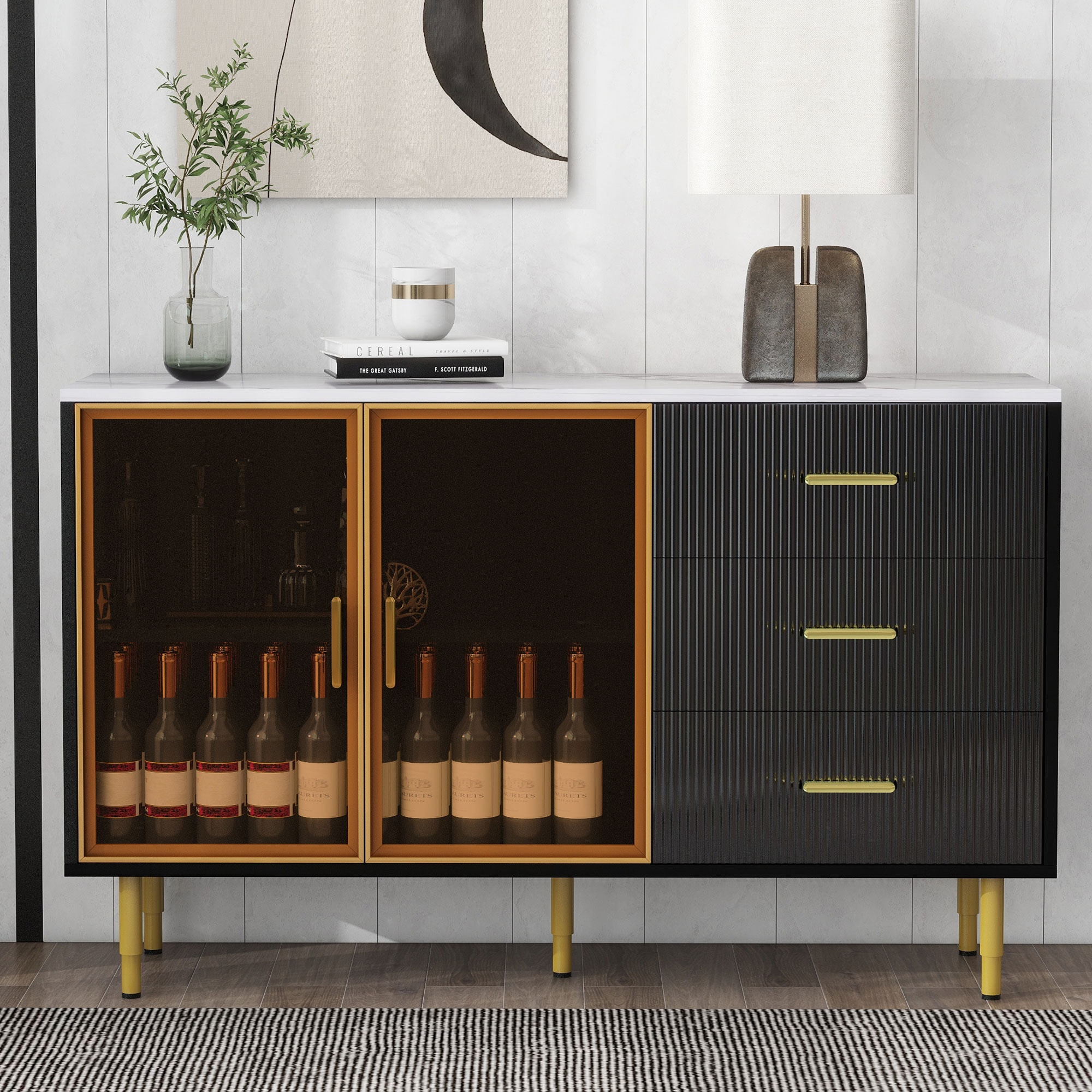 JIMSMAISON JMTRSB18B Contemporary/Modern Black Sideboard