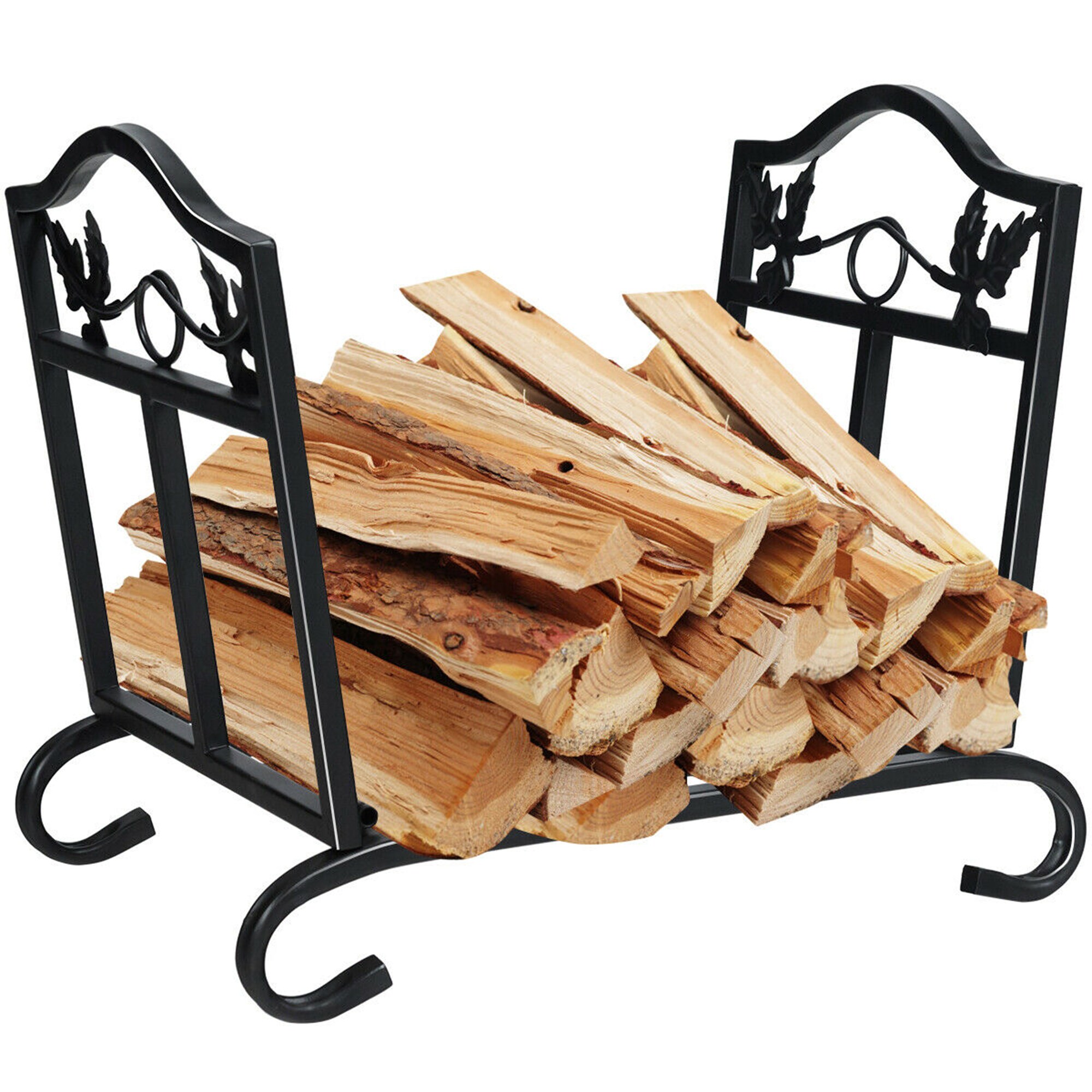 14.5-in x 12.5-in x 17-in Steel Folding Firewood Rack | - Goplus HW65640