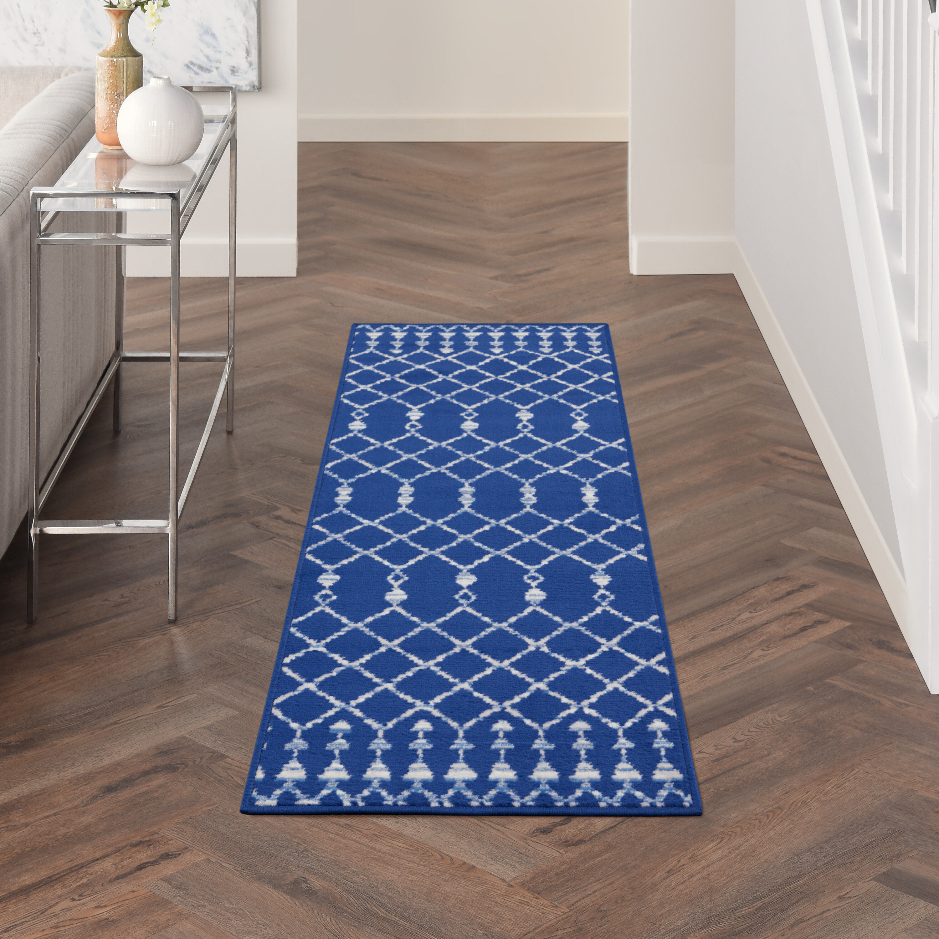 Nourison 99446831057 Whimsicle 2 x 6 (ft) Loomed Polypropylene Navy Rectangular Indoor Tribal Runner rug