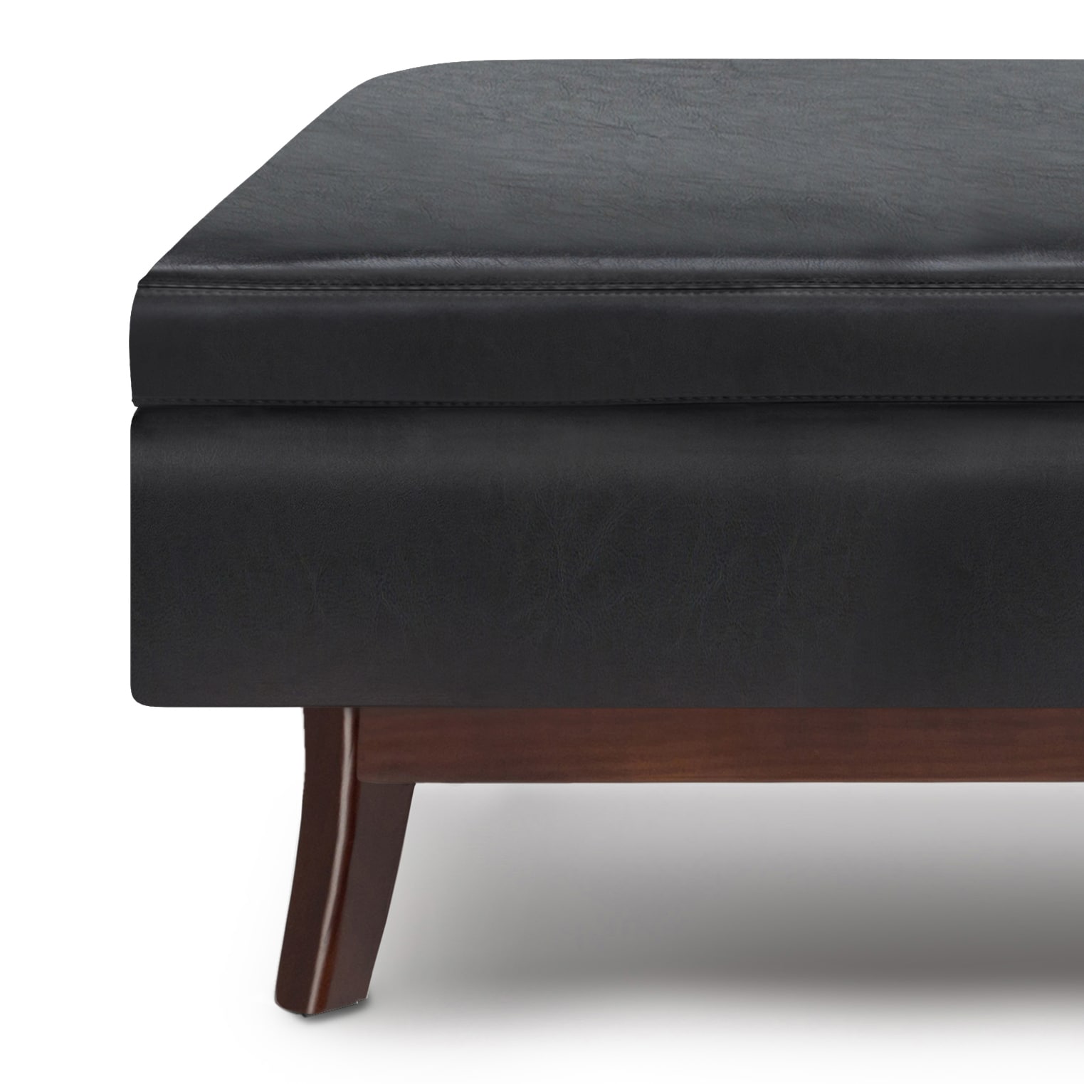 Owen Mid Century Modern Black Rubberwood Cocktail Ottoman