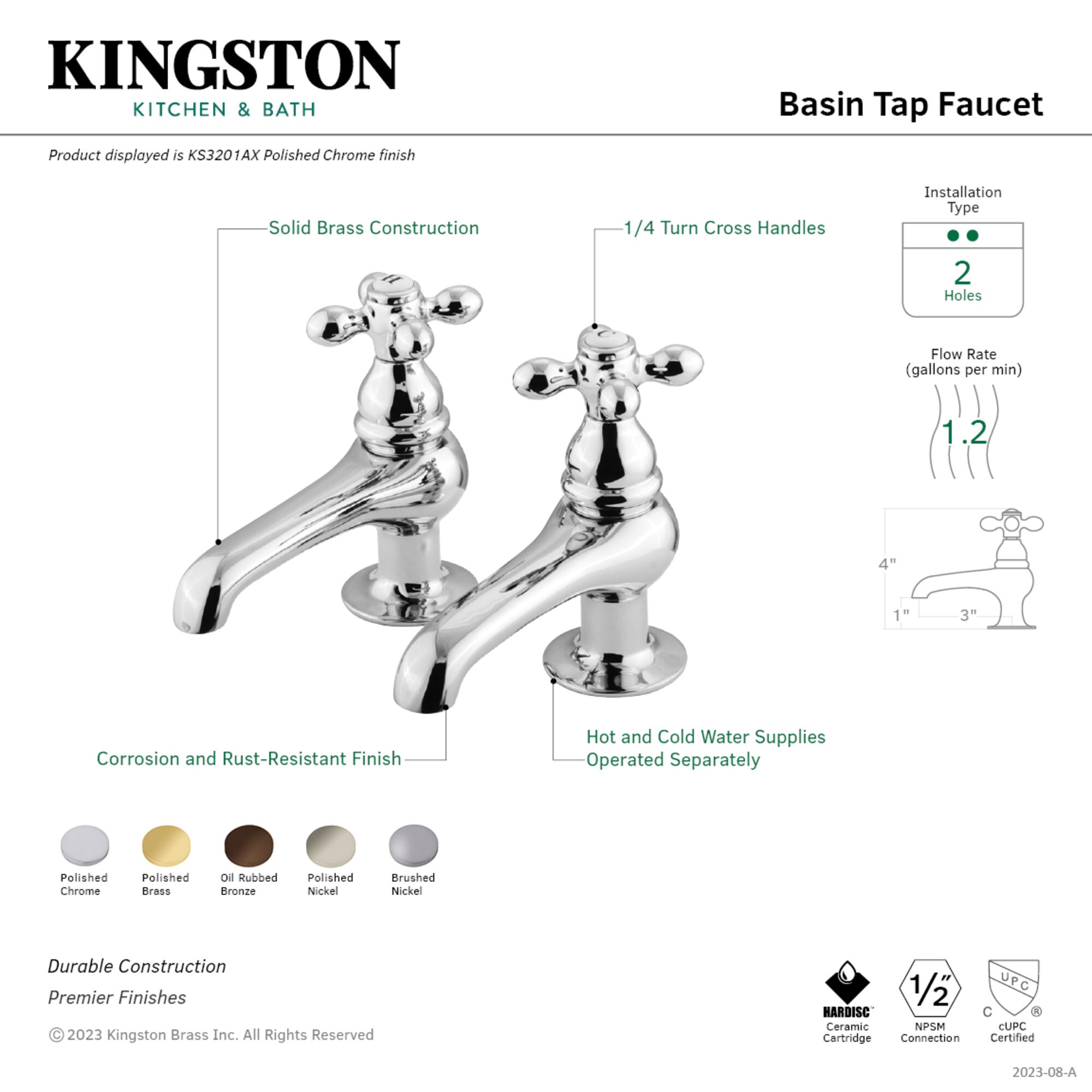 Elements of Design ES3201AX Lavatory-Faucets - View #2