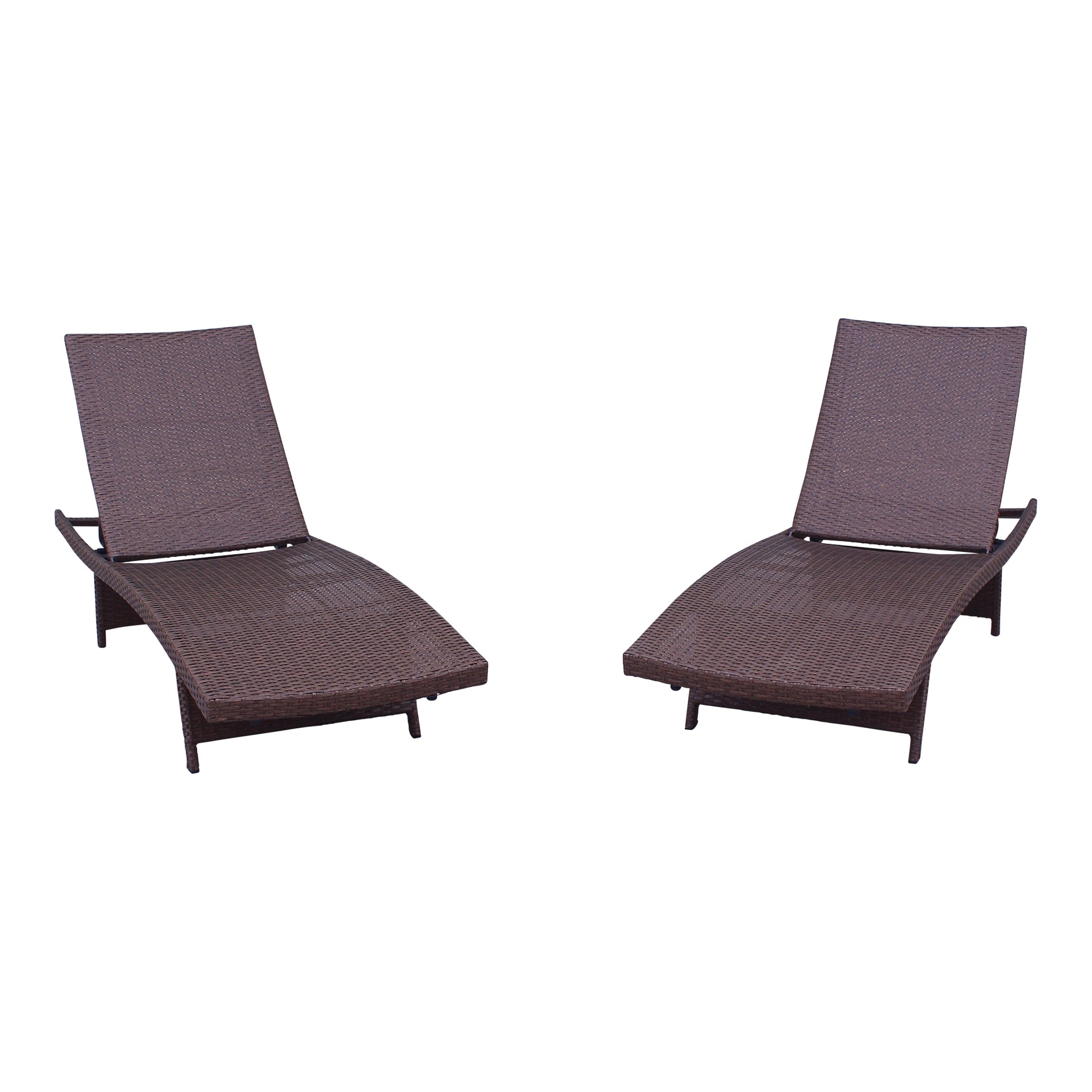 Courtyard Casual 5885 Relax Set of 2 Wicker 19W Pecan Double Half Round Wicker Frame Stationary Chaise Lounge Chair with Woven Seat