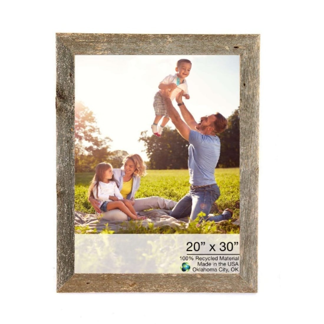 CustomPictureFrames 24x36 - 24 x 36 White Wash Flat Solid Wood Frame with UV Framer's Acrylic & Foam Board Backing - Great for