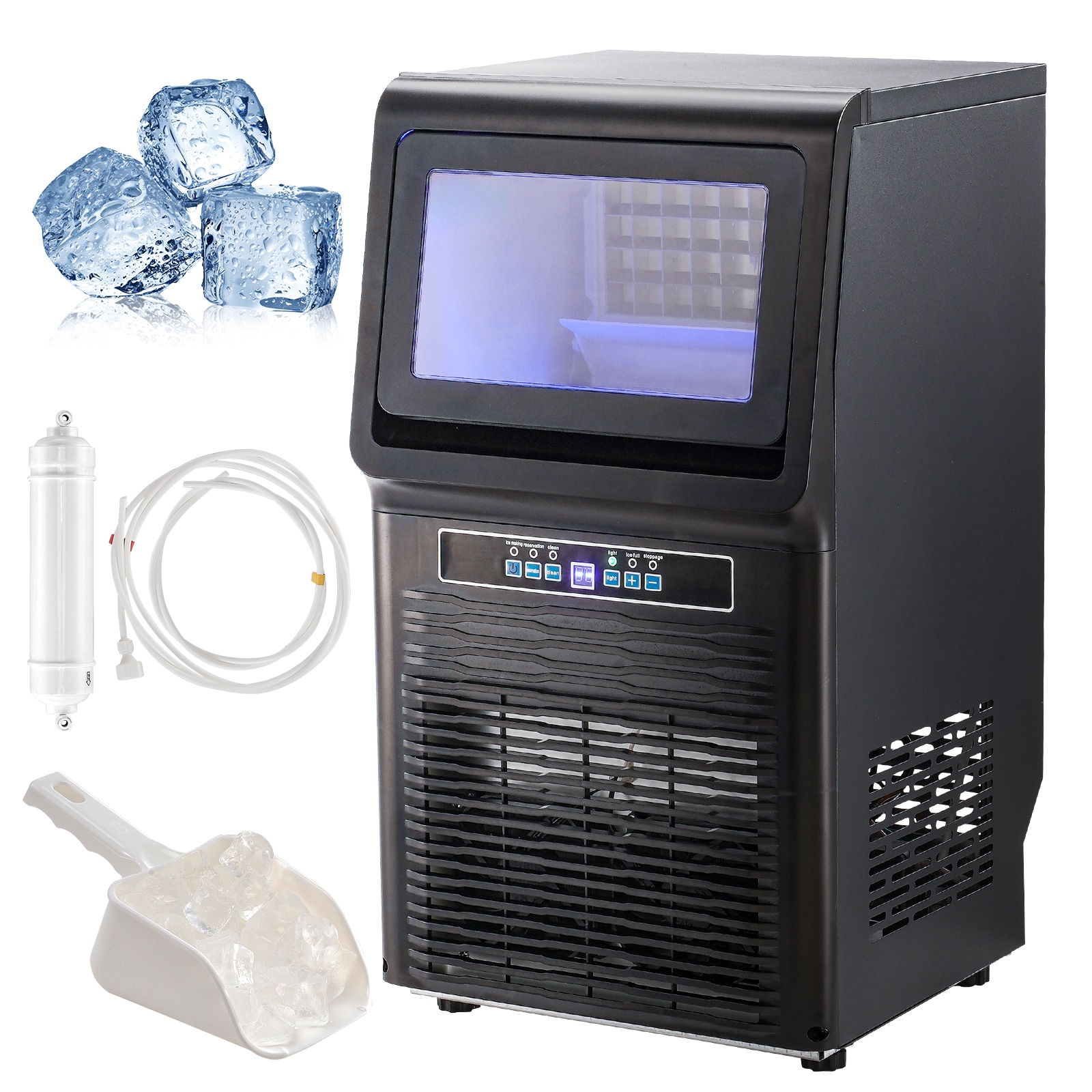 SVOPES SCQSYYTSFBZB01018V1 12 LBS Storage Ice Maker 70lbs Ice Per day Freestanding Cubed Ice Maker ( Black )