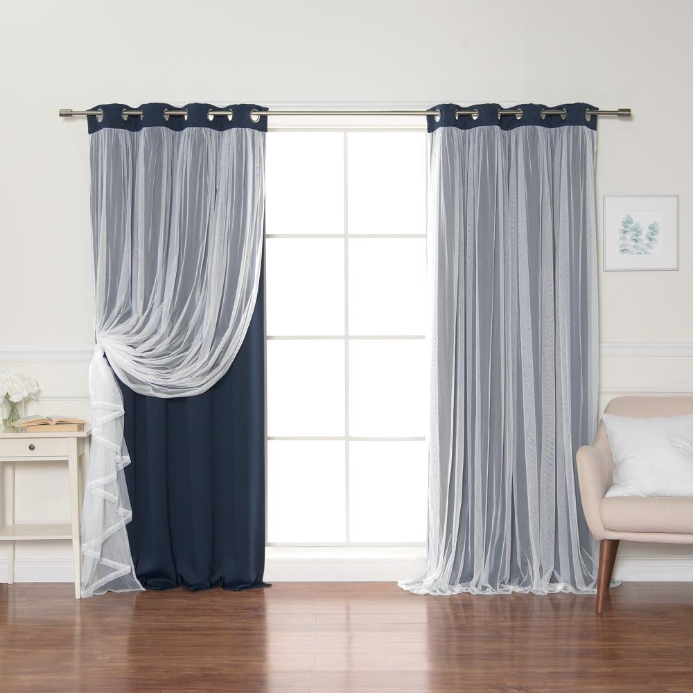 Best Home Fashion 63 In Navy Polyester Blackout Grommet Curtain Panel Pair In The Curtains Drapes Department At Lowes Com