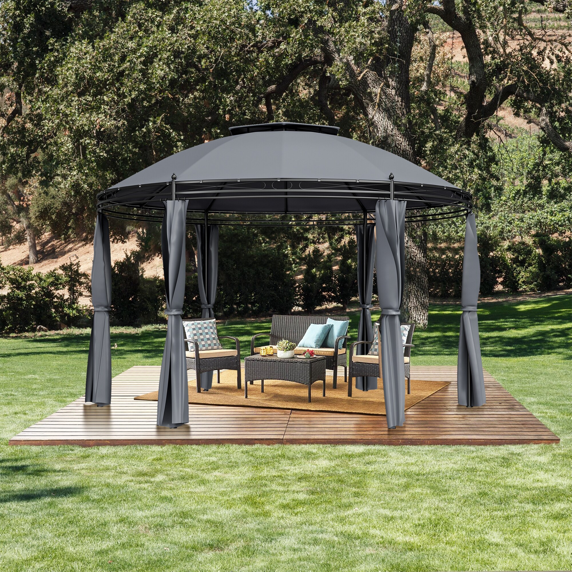 WELLFOR TDJ10384GR Wood-Resin-Gazebos - View #3
