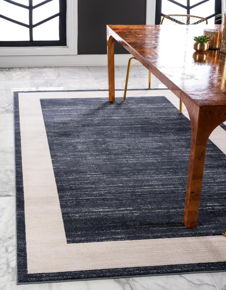 Unique Loom 3141245 Jill Zarin Yorkville Uptown 5 x 8 (ft) Loomed Polypropylene Navy Blue Rectangular Indoor Border Industrial Area rug