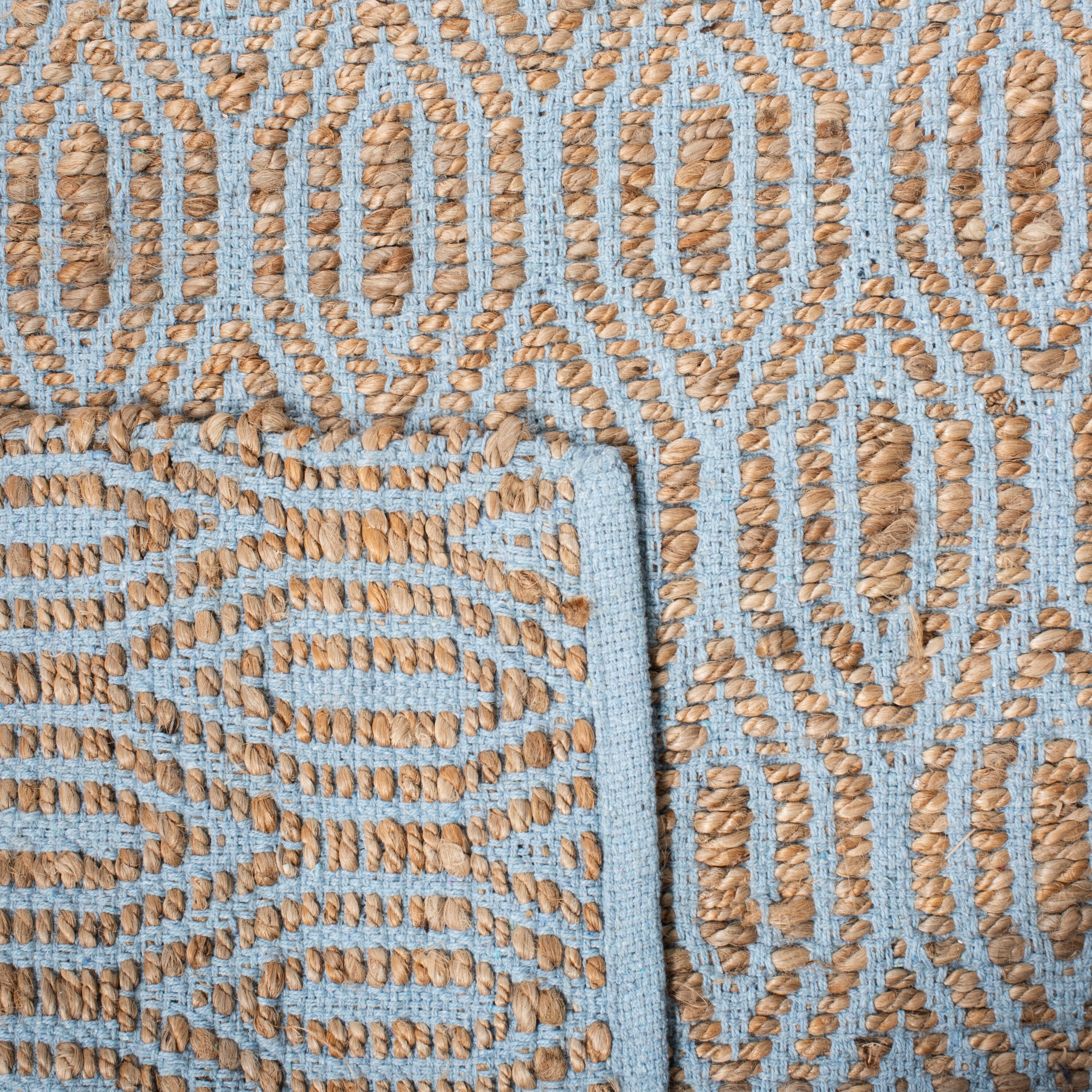 Silver and Natural Braided Cotton Rectangular Rug, 5' x 8'