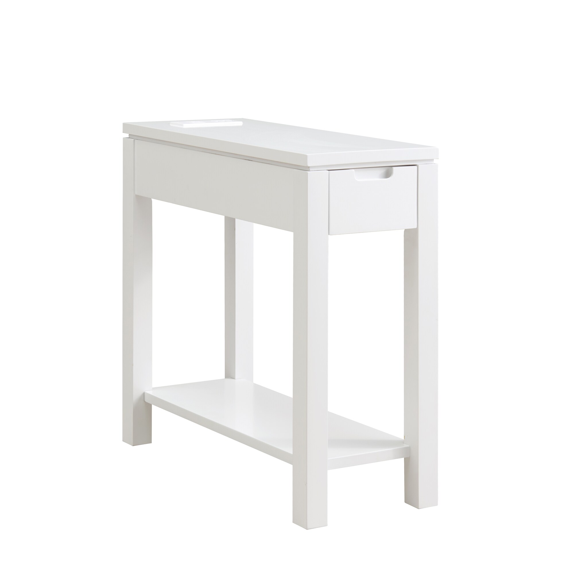 HOMESTOCK Cream Narrow End Table with Storage, Flip Top Narrow Side Tables  for Small Spaces, Slim End Table with Storage Shelf 85538W - The Home Depot