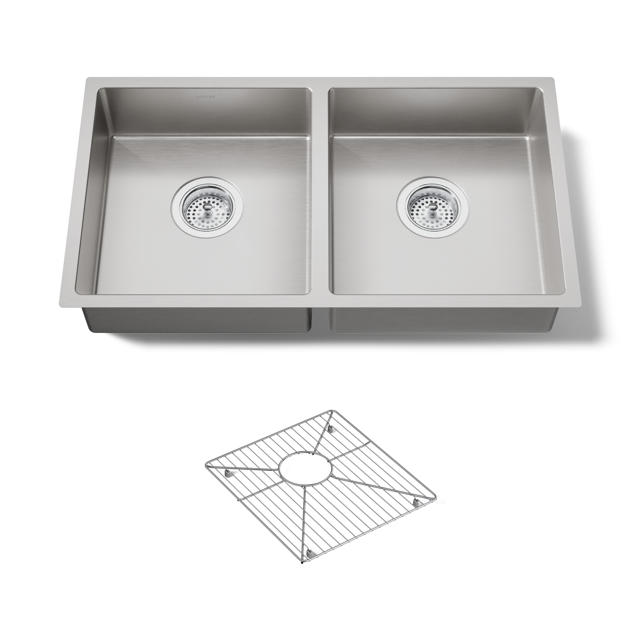 KOHLER Undermount 29.5-in x 16.31-in Stainless steel Double equal bowl 16 -Gauge Kitchen Sink