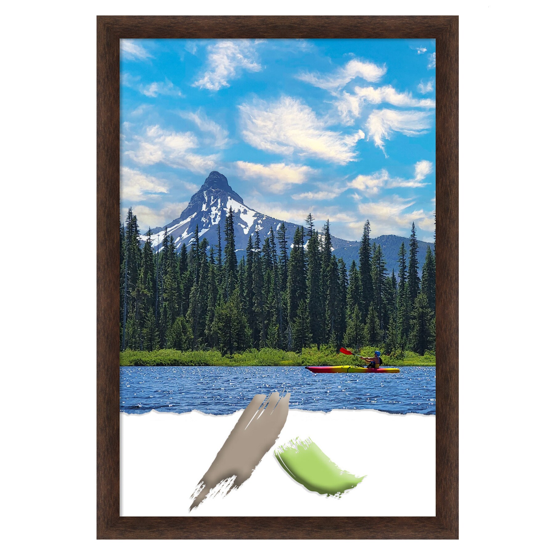 Amanti Art Warm Walnut Narrow Wood ( 24-in x 36-in ) Picture frame #A17008298481